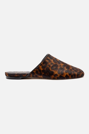 Flexible Step Fashionable Slip-ons Venice Flat Mule In Leopard Print Calf Hair