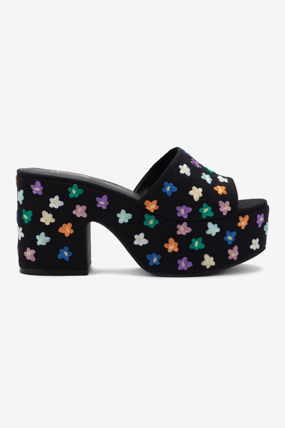 Miso Platform Sandal In Black Linen Light Utility