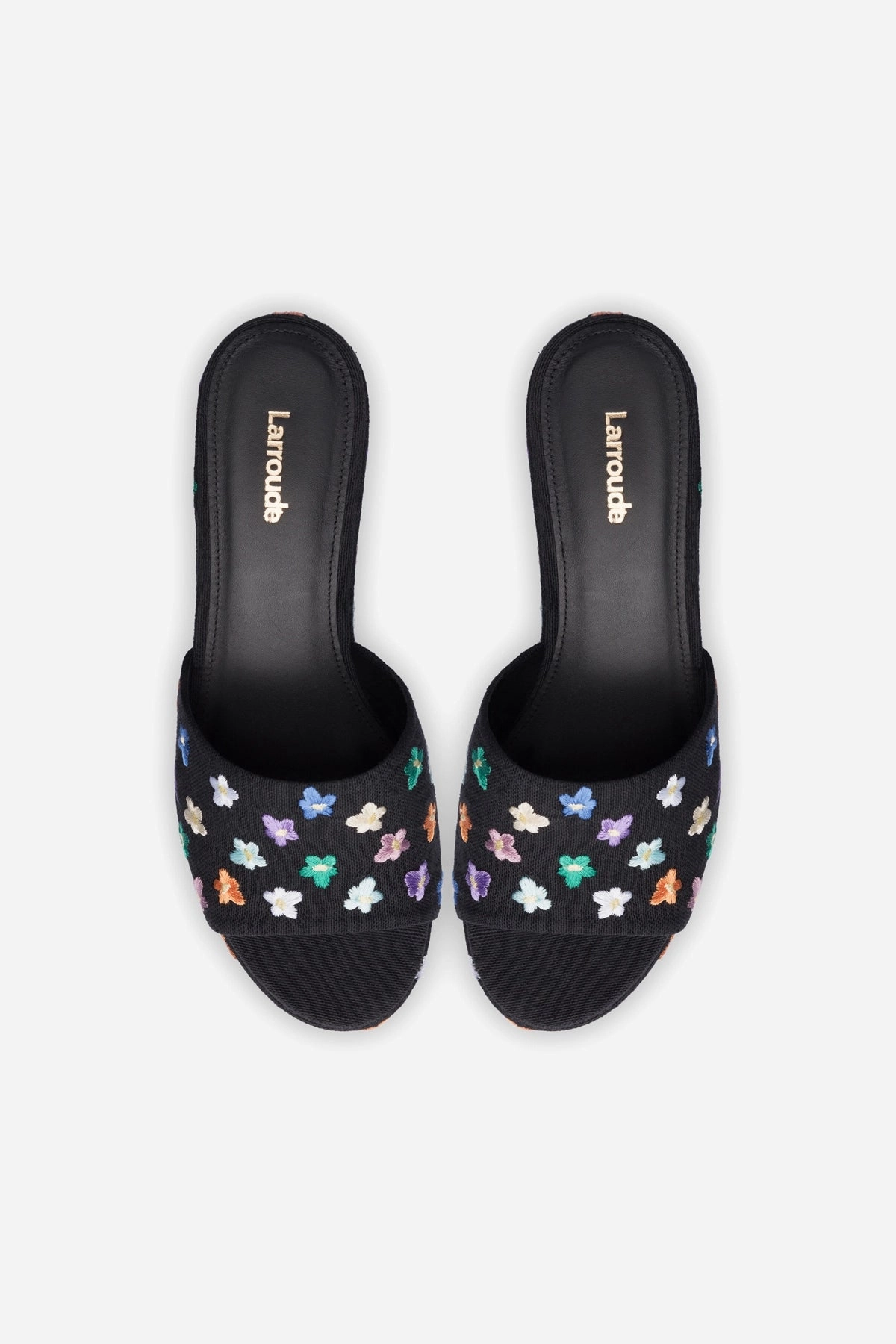 Miso Platform Sandal In Black Linen Sea Fun