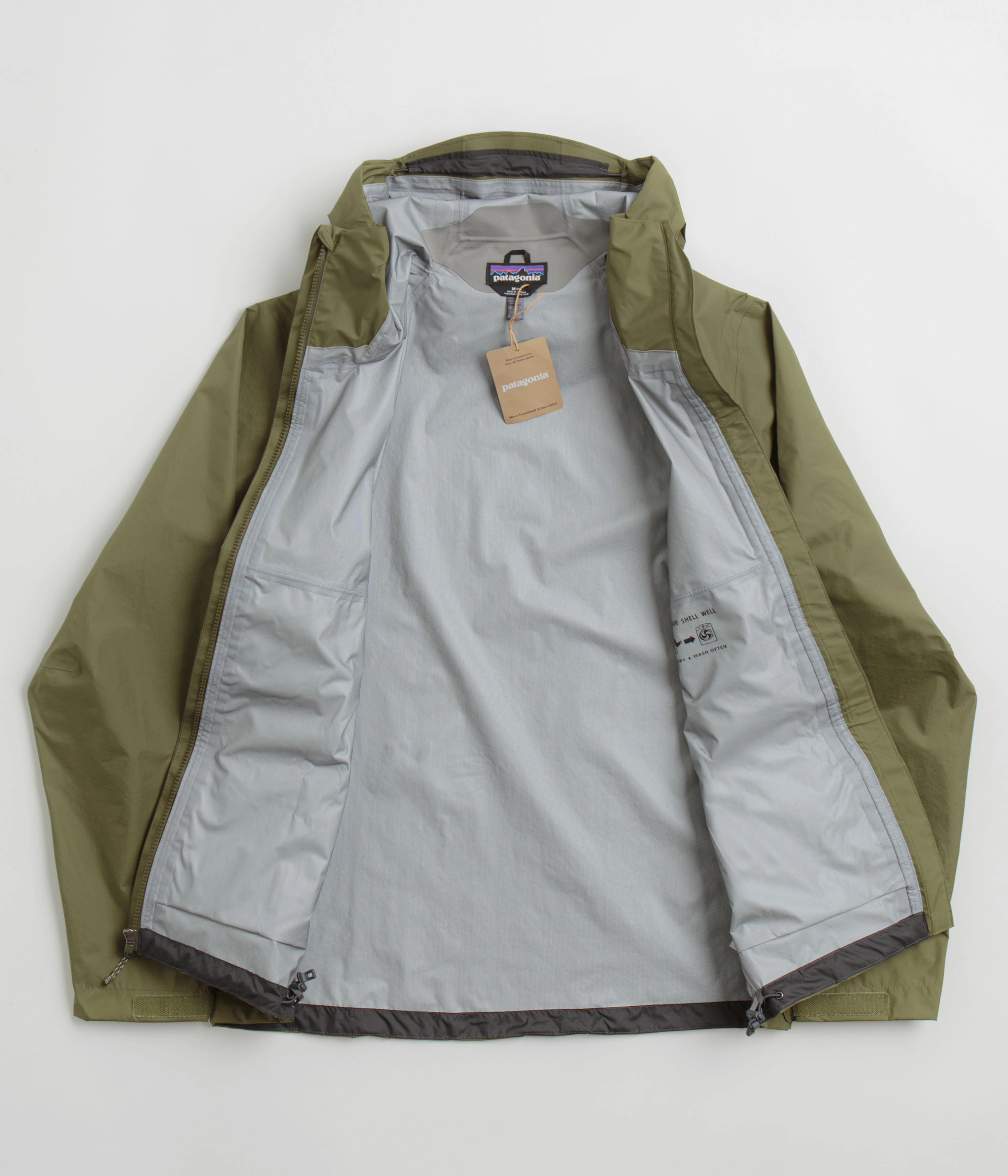 Ergonomic Armhole Cut Patagonia Torrentshell 3L Jacket - Tent Green