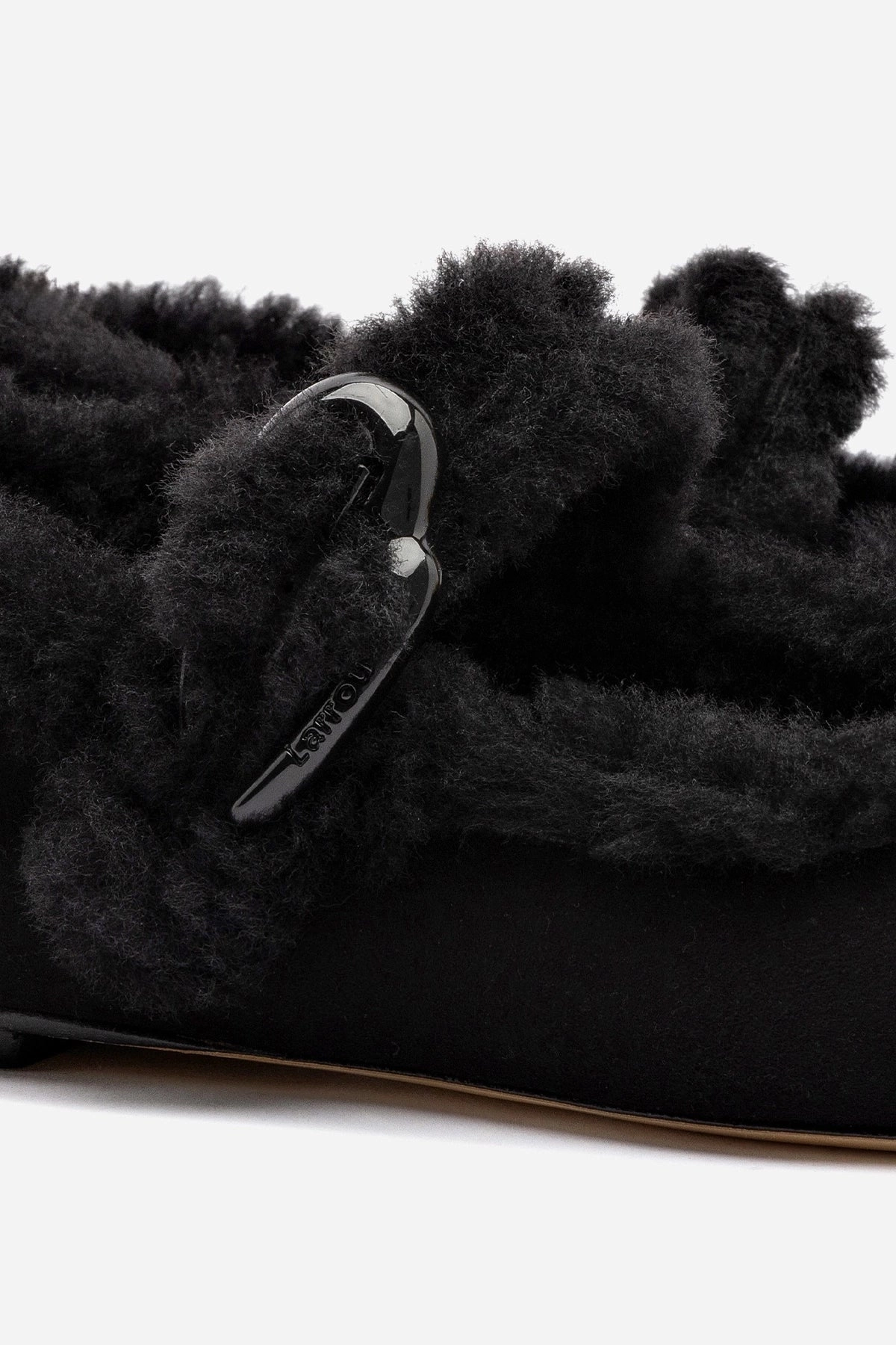 foam Verona Ballet Flat In Black Suede And Black Shearling