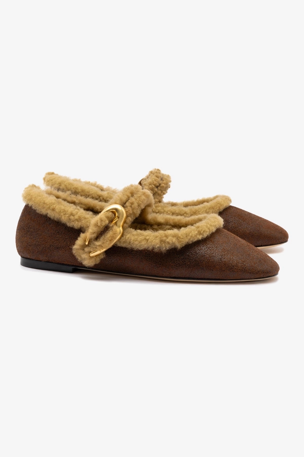 Friend Glow Outdoor Easy Verona Ballet Flat In Cocoa Leather And Natural Shearling
