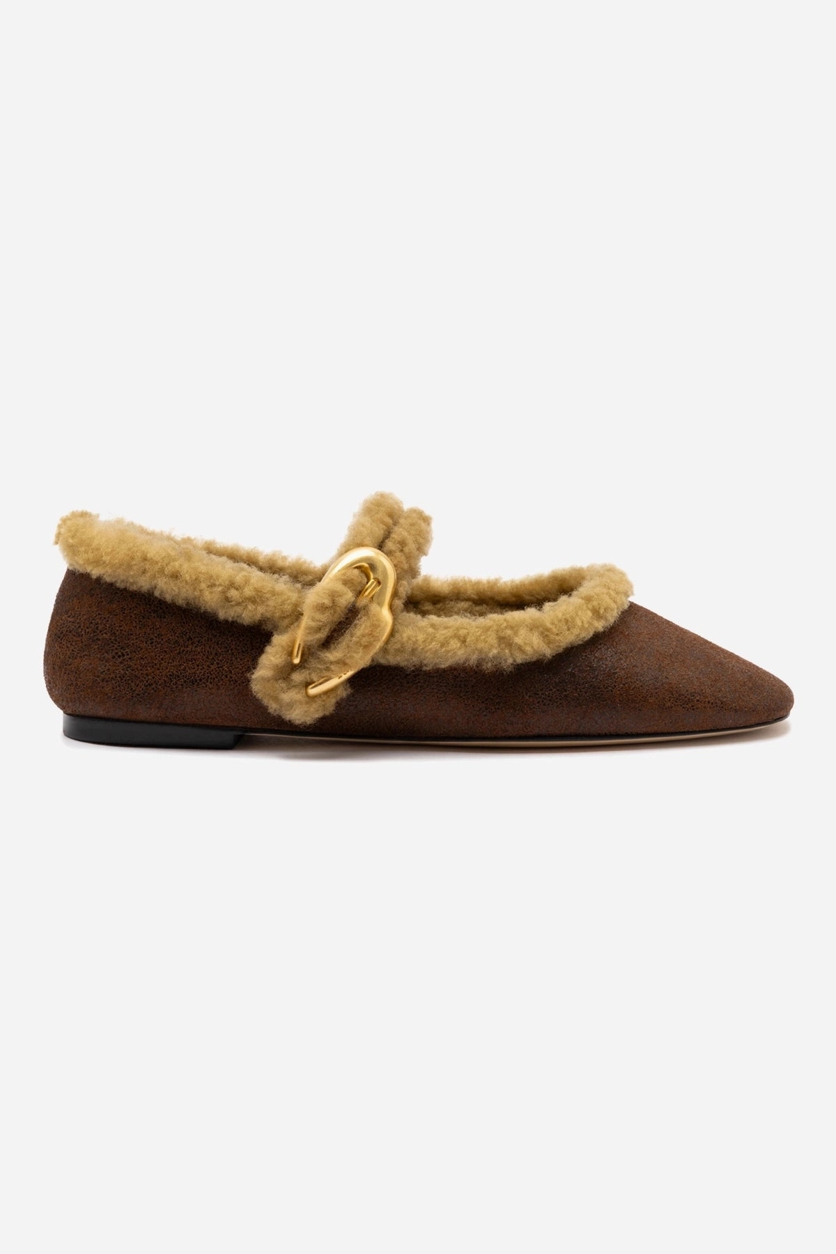 Premium Quality Fund Walk Verona Ballet Flat In Cocoa Leather And Natural Shearling