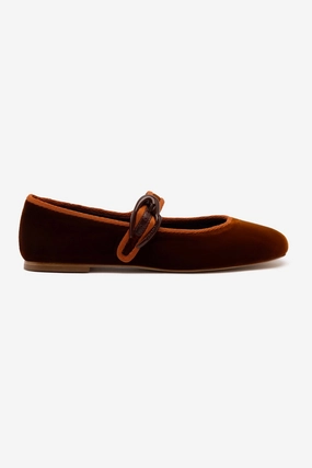 Verona Ballet Flat In Cuoio Velvet Knitted Soft