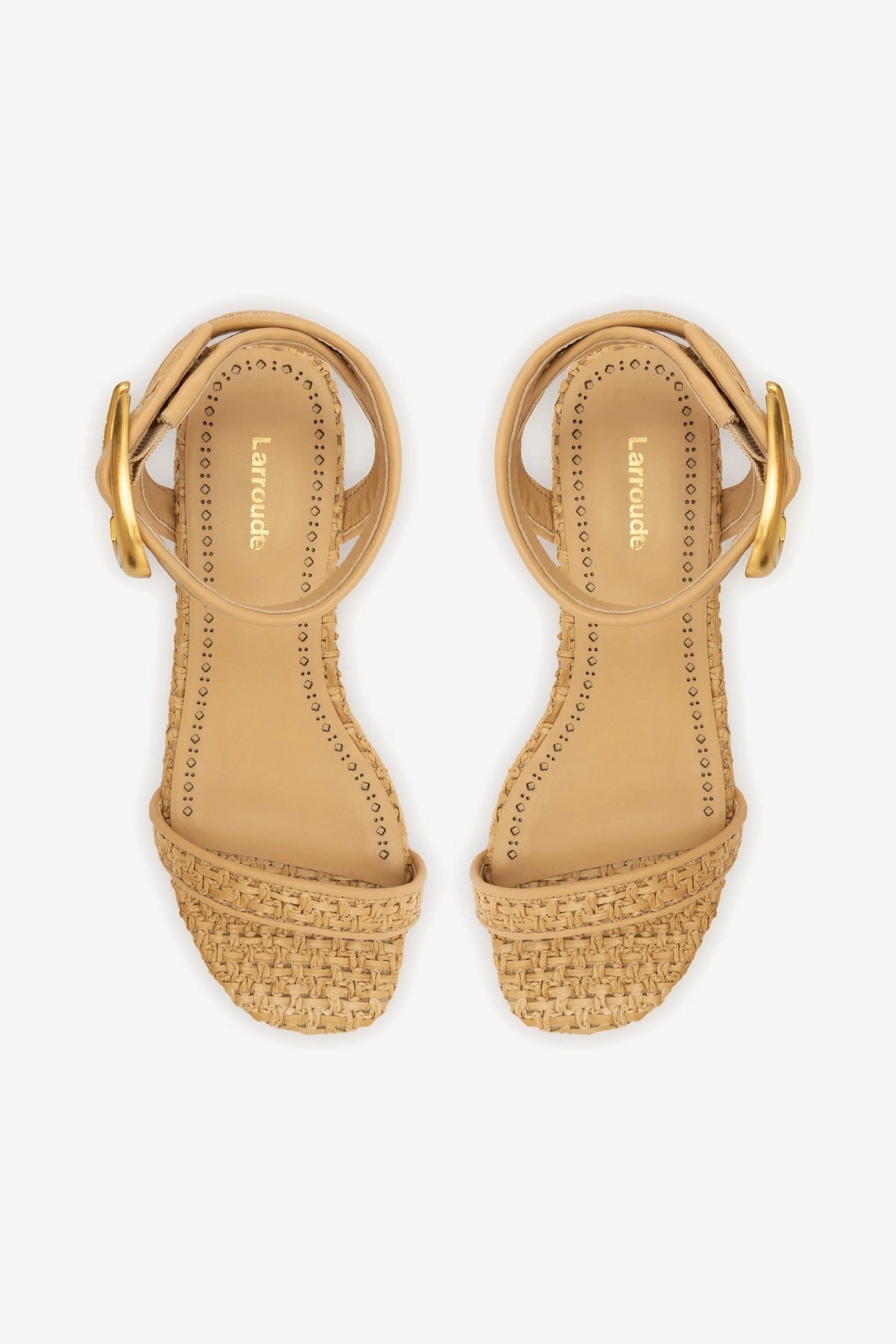 Outdoor Event Verona Flat Sandal In Beige Leather and Natural Raffia
