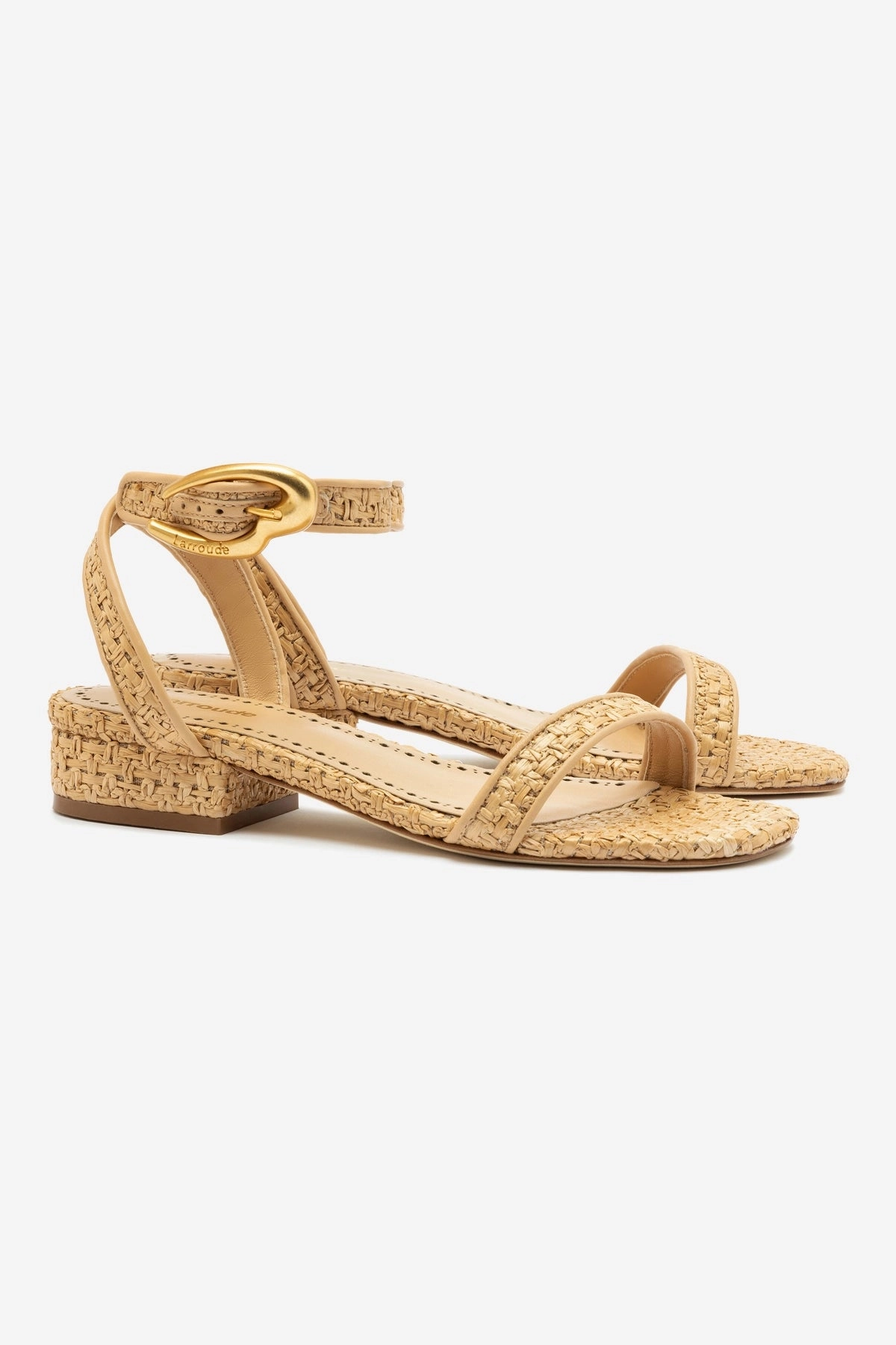 Closed Cell Foam Verona Flat Sandal In Beige Leather and Natural Raffia