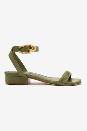 Sporty Outdoor Sandals Verona Flat Sandal In Seaweed Leather