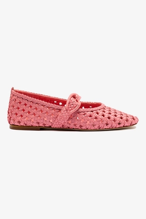 Guest Side Peep Toe Verona Macrame Ballet Flat In Sorbet Pink Leather