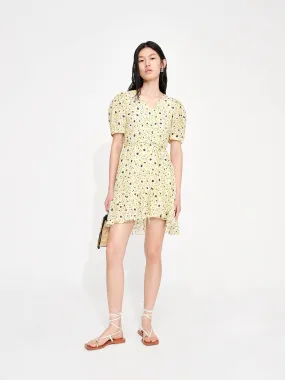 Saturated Hue Collared Floral Print Wrap Dress