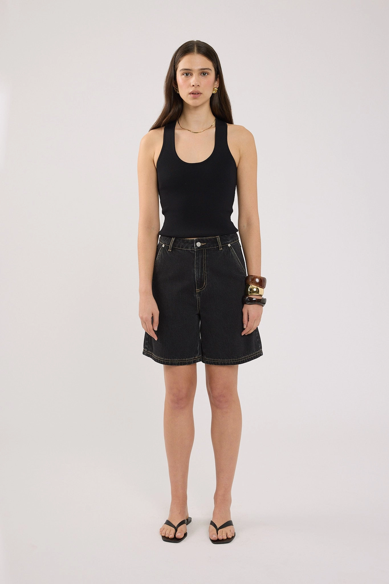 Stylish Shorts Stay Flexible Perfect Stranger Longline Denim Short Washed Grey