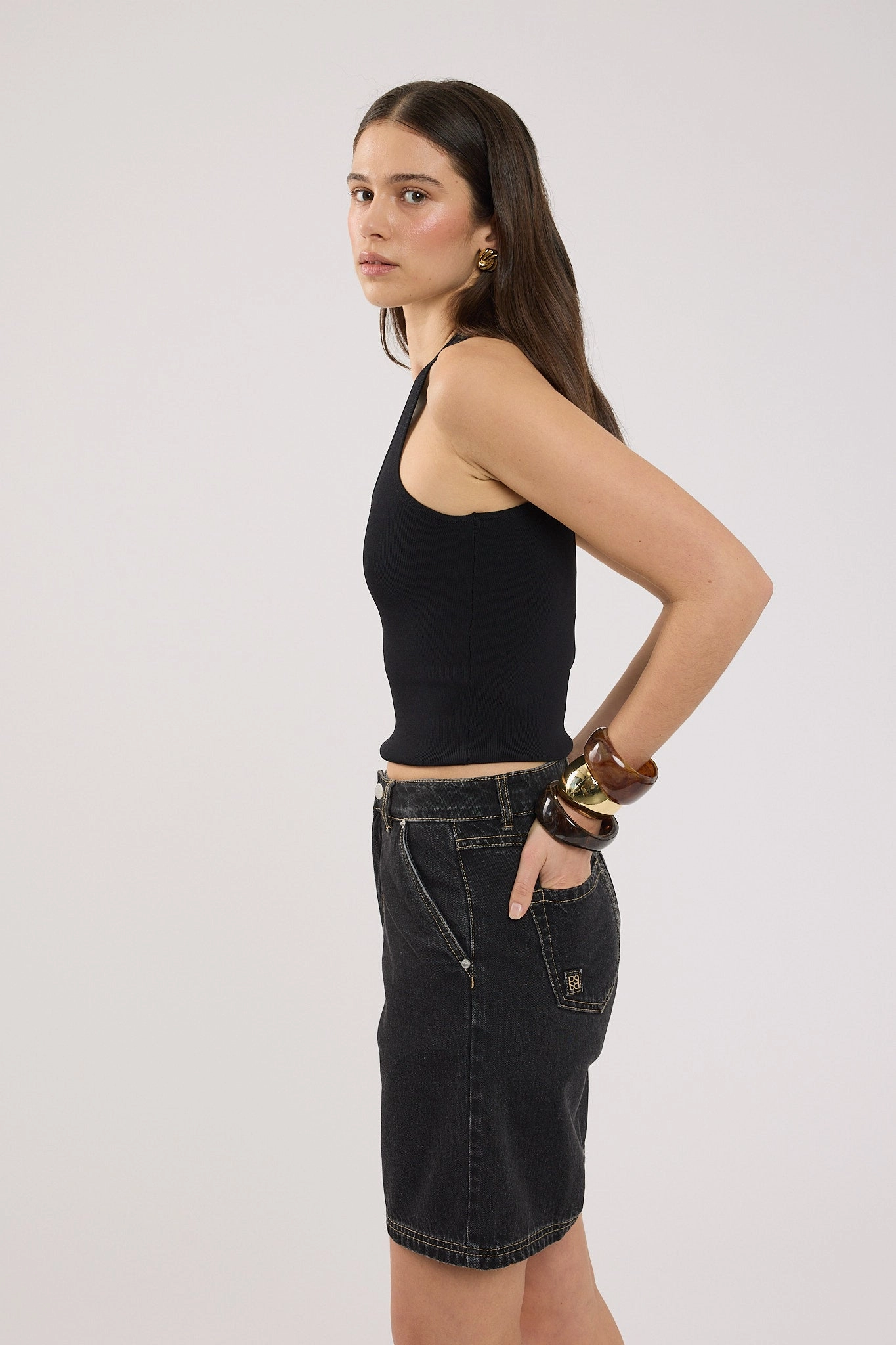 Outdoor Adventure Chafe Free Edging Perfect Stranger Longline Denim Short Washed Grey