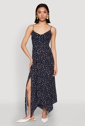 Floral Print Slit Hem Maxi Dress Slender Look Fashion Forward