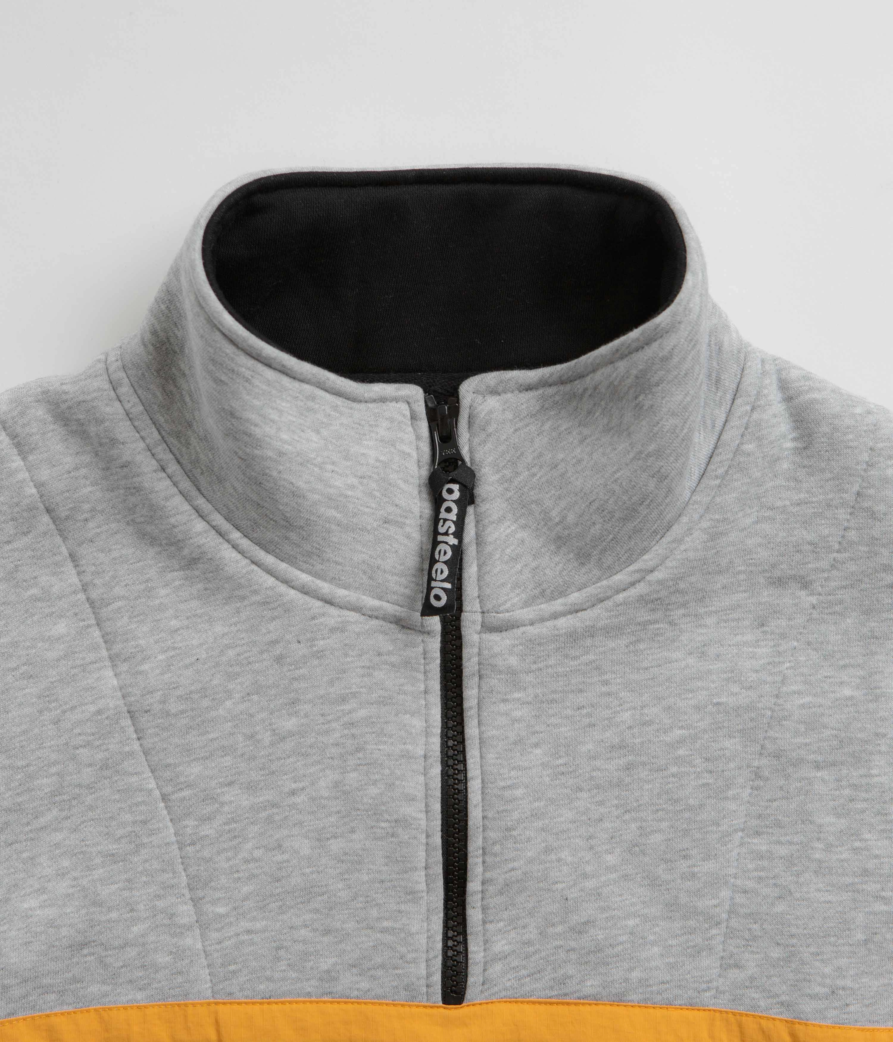 Non Irritating Seams All Season Knit Pasteelo Contrast 1/4 Zip Sweatshirt - Heather Grey / Gold