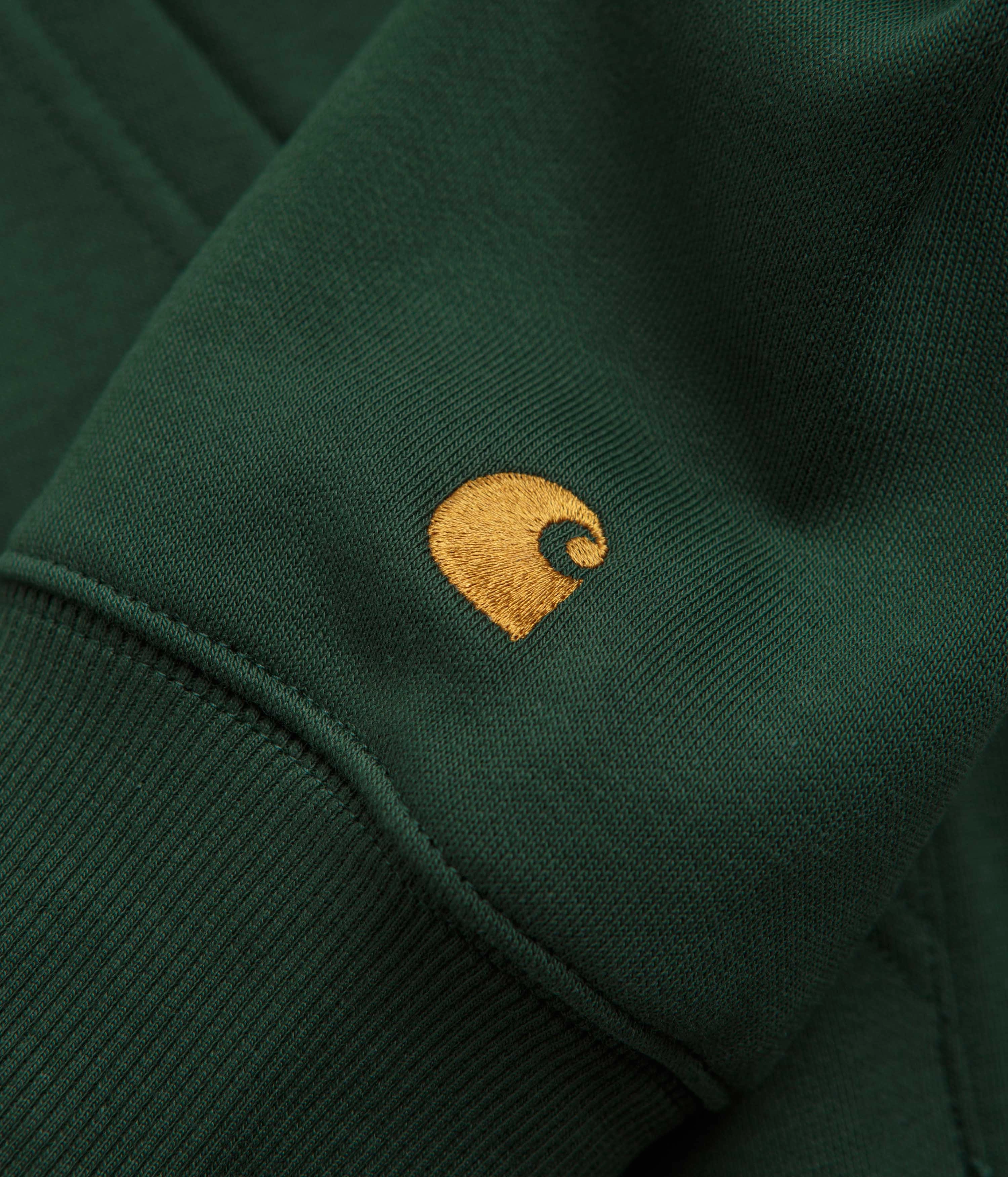 Side Slit Design Cozy Layered Wear Carhartt Chase Zip Neck Sweatshirt - Sycamore Tree / Gold