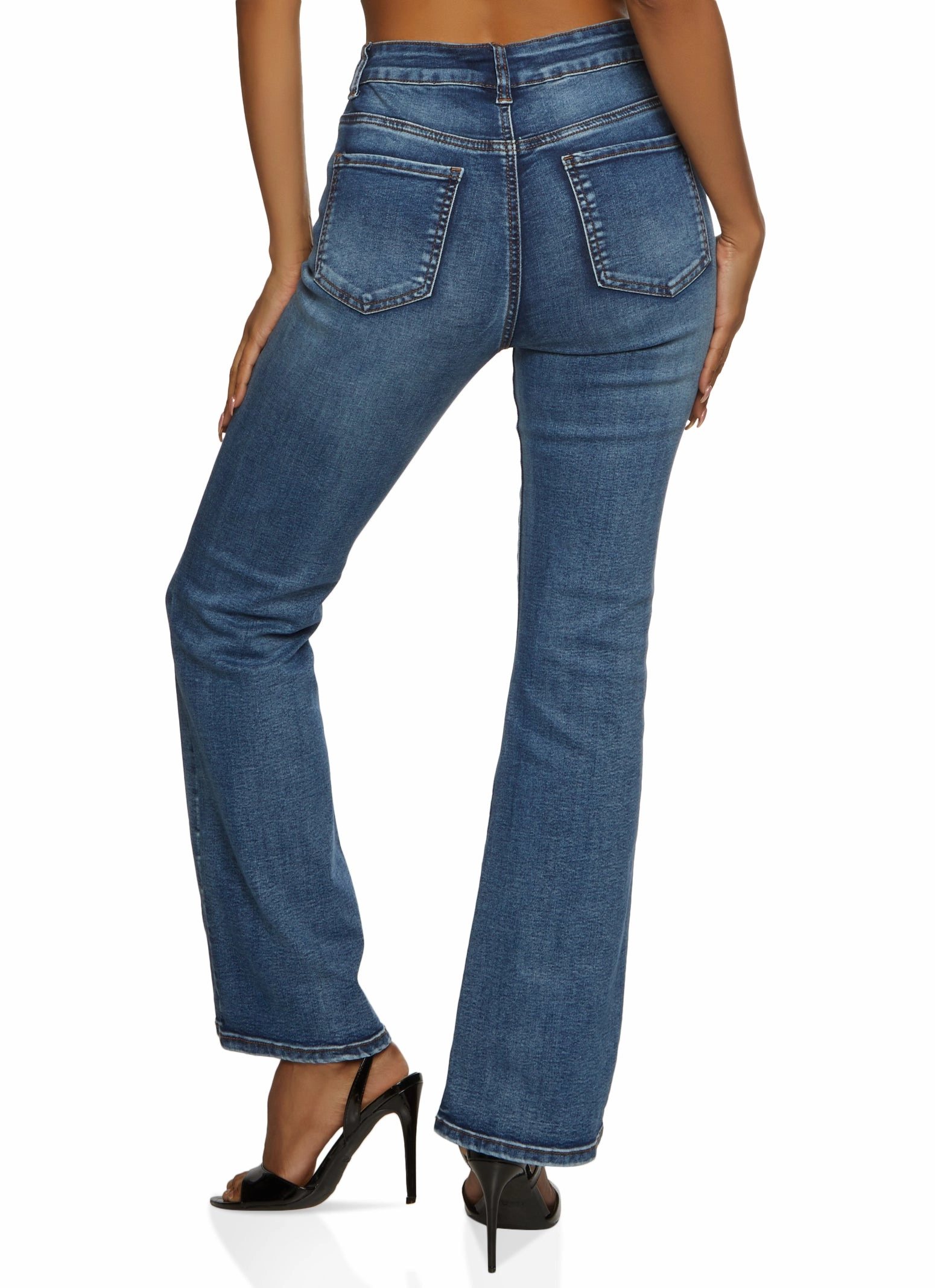 WAX Acid Wash Boot Cut Jeans Neutral Fabric