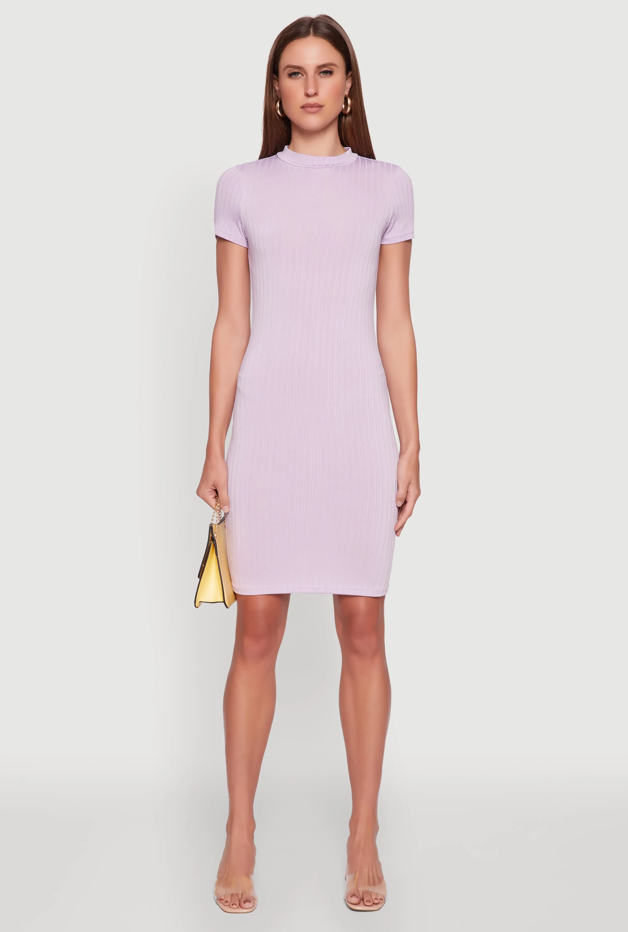 and Effortless fit dress. Walkable Flow Daisy Rib Knit Mock Neck T Shirt Dress