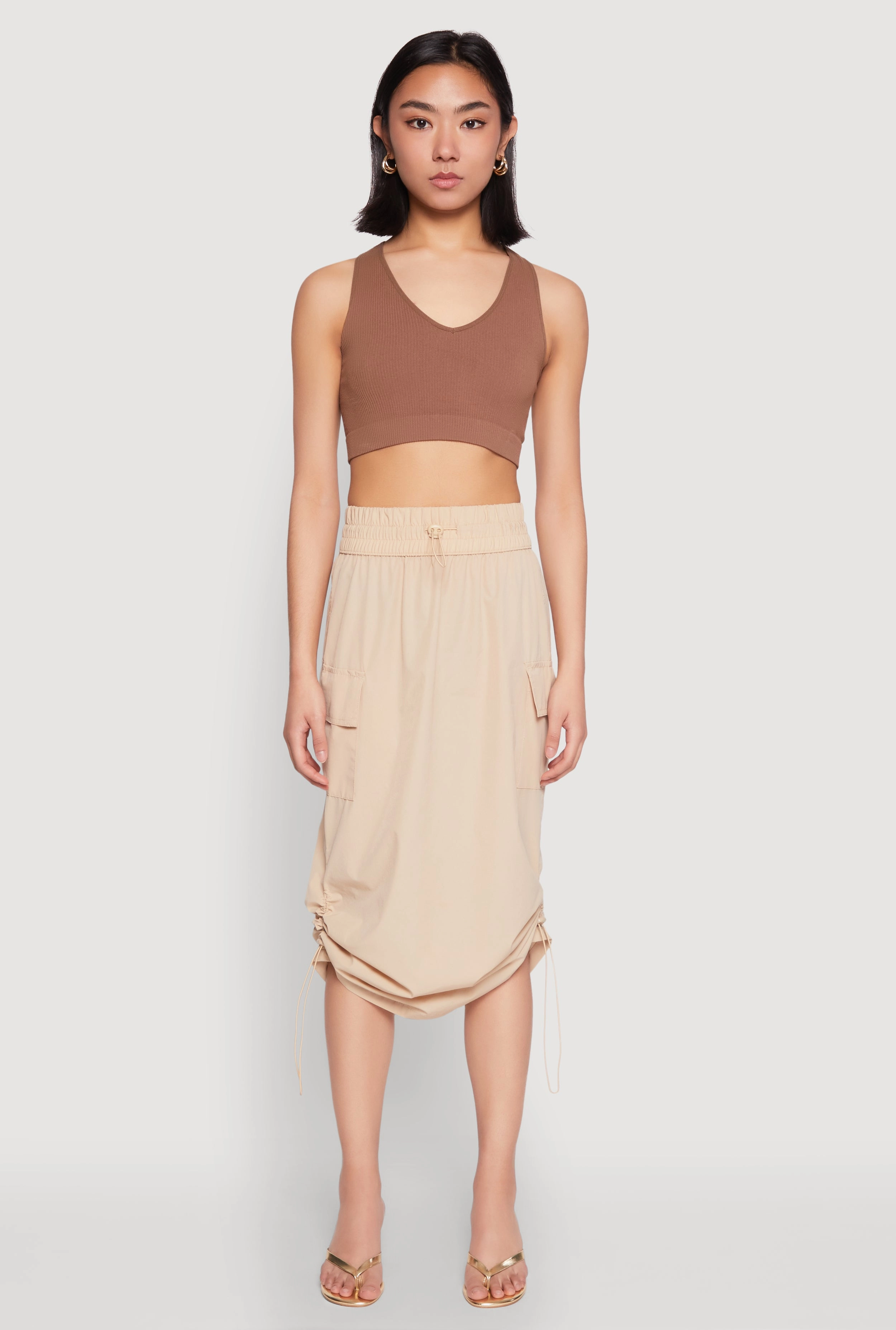 Fade Resistant Cloth Limited Edition Toggle Drawstring Nylon Cargo Skirt