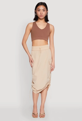 Resort Vacation Artisanal Craft Toggle Drawstring Nylon Cargo Skirt