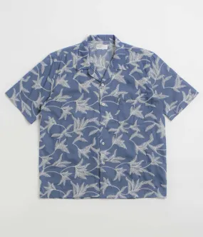 Universal Works Road Shirt - Indigo / Summer Jungle Reinforced Elbow Patches