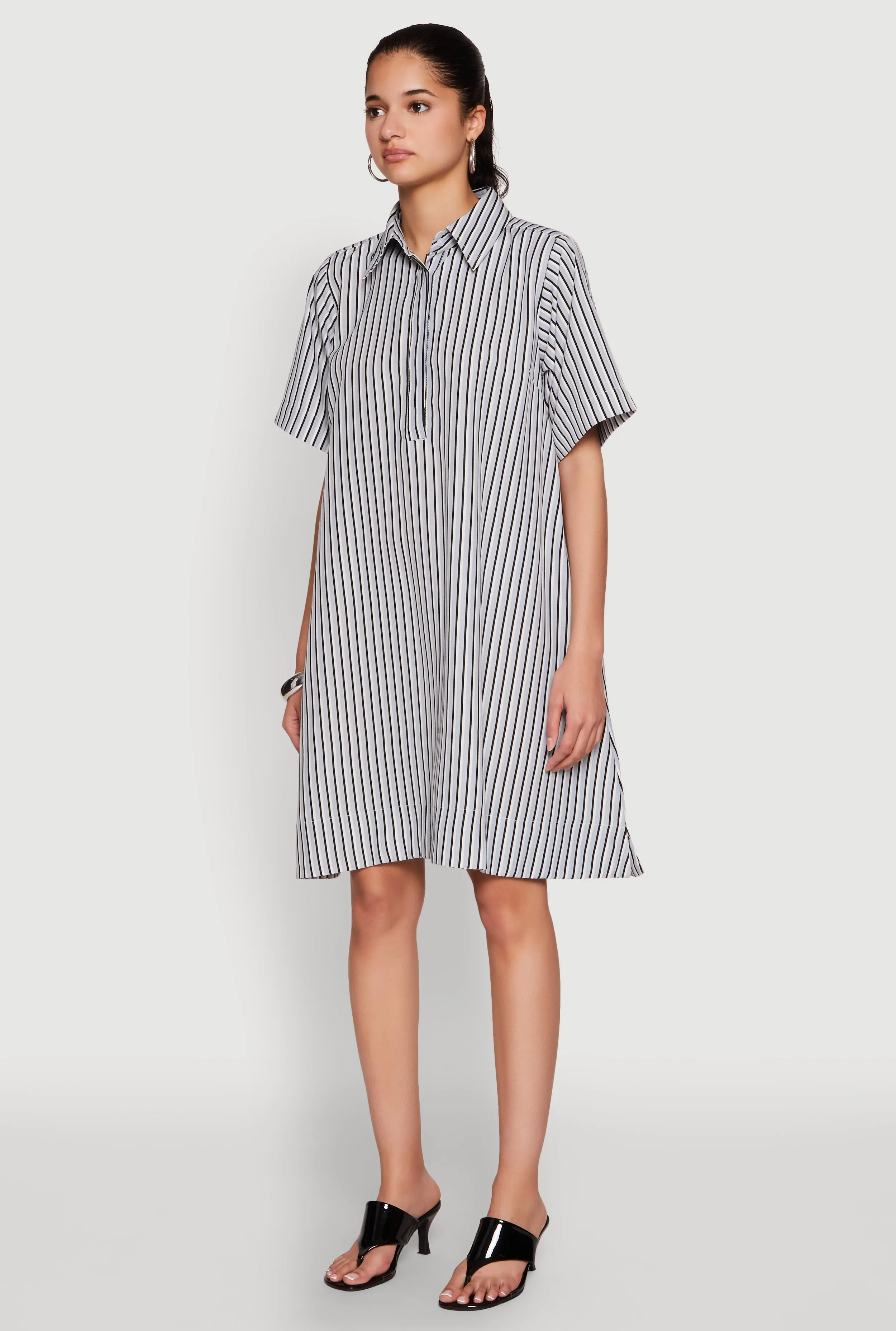 Striped Henley Shirt Dress Lounge Mode