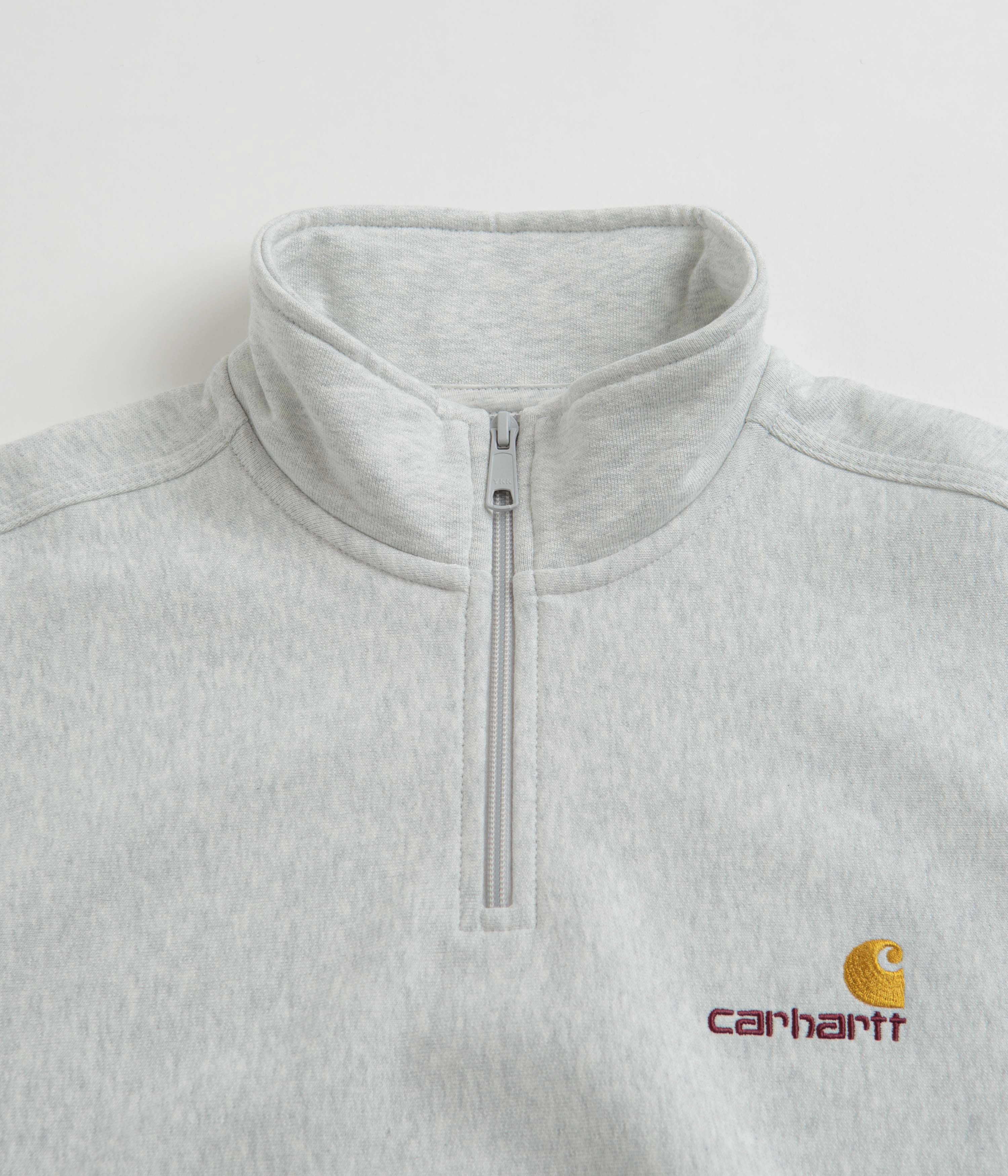 Versatile knitwear Soft Touch Carhartt Half Zip American Script Sweatshirt - Ash Heather