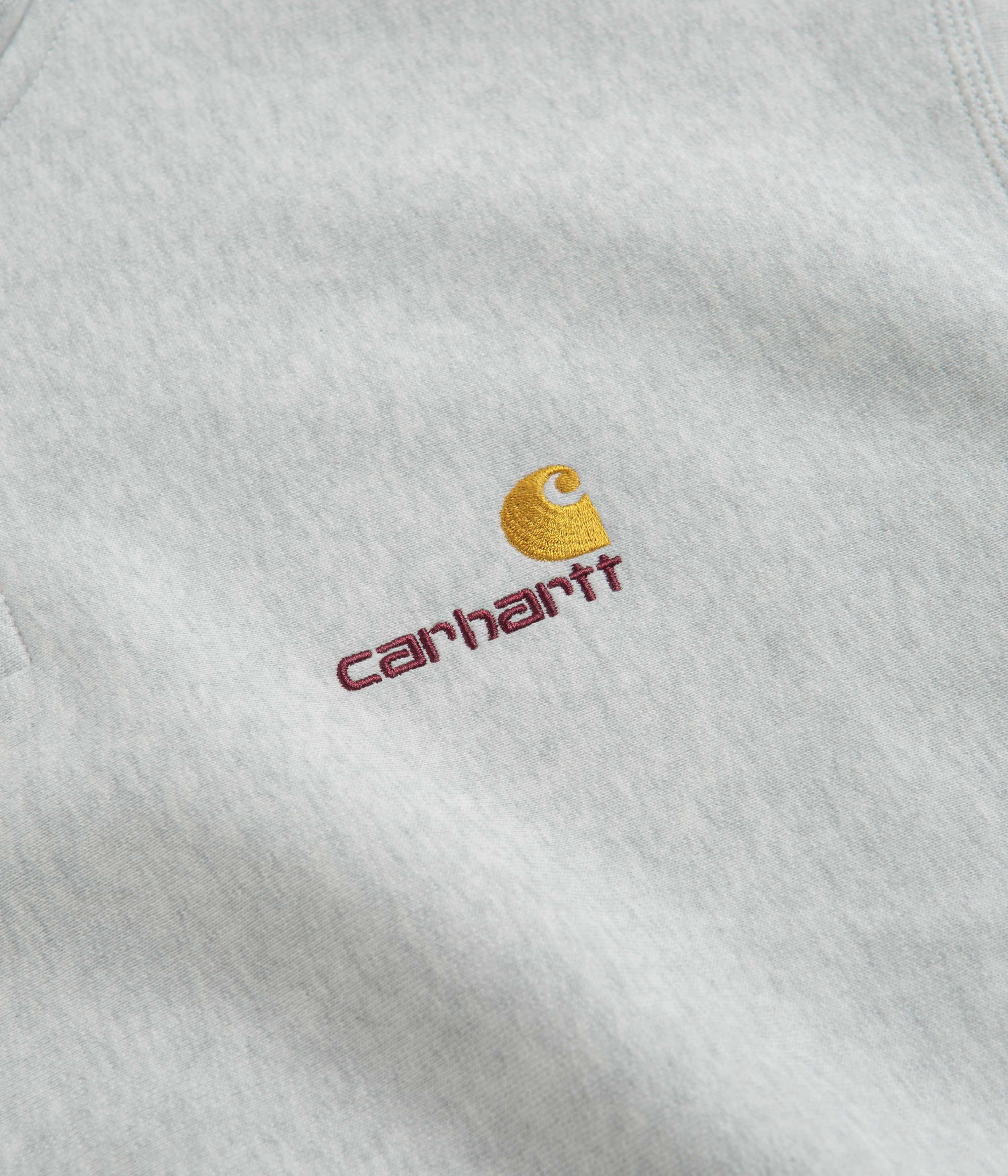 Carhartt Half Zip American Script Sweatshirt - Ash Heather Relaxed Wear