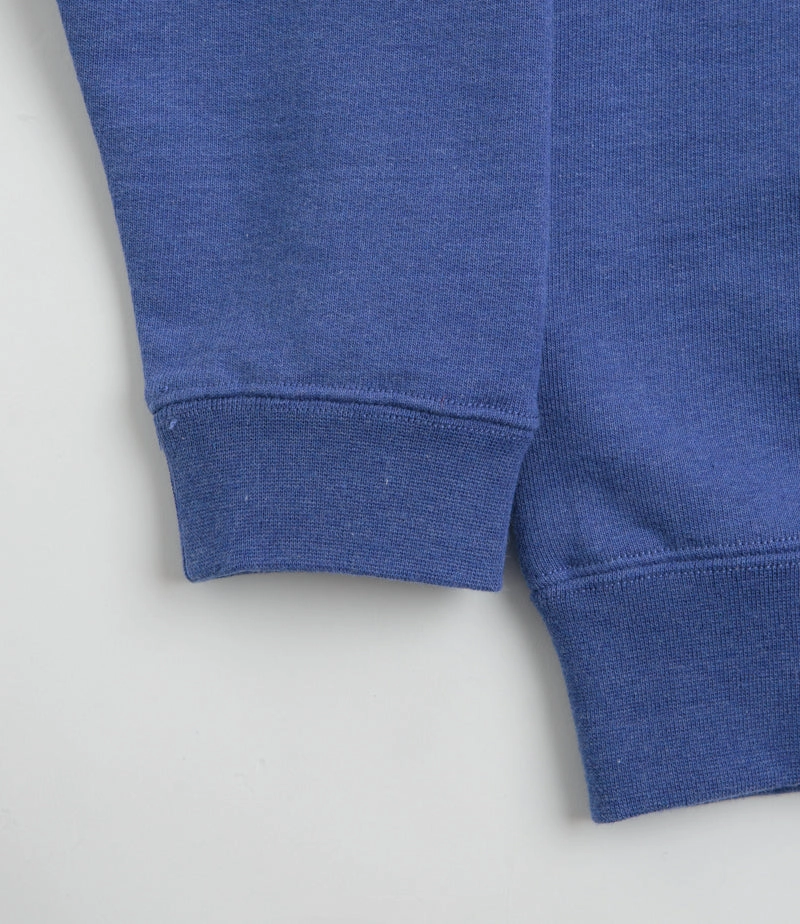 Softened Edges Fashionable Knit Snow Peak Recycled Cotton Crewneck Sweatshirt - Blue