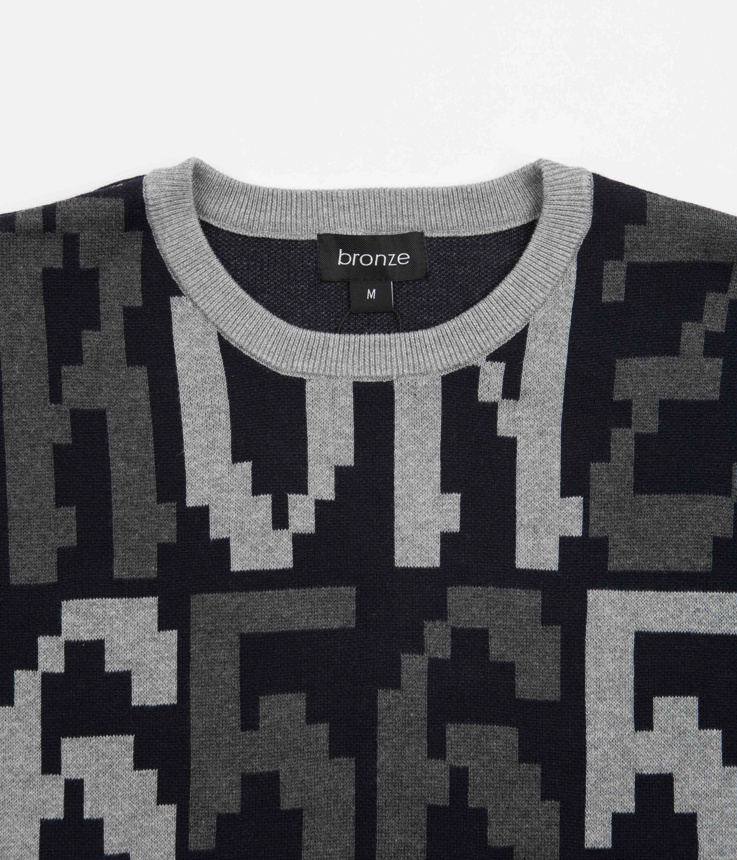 Bronze 56K Old E Crewneck Sweatshirt - Black / Grey Drop Shoulder Design