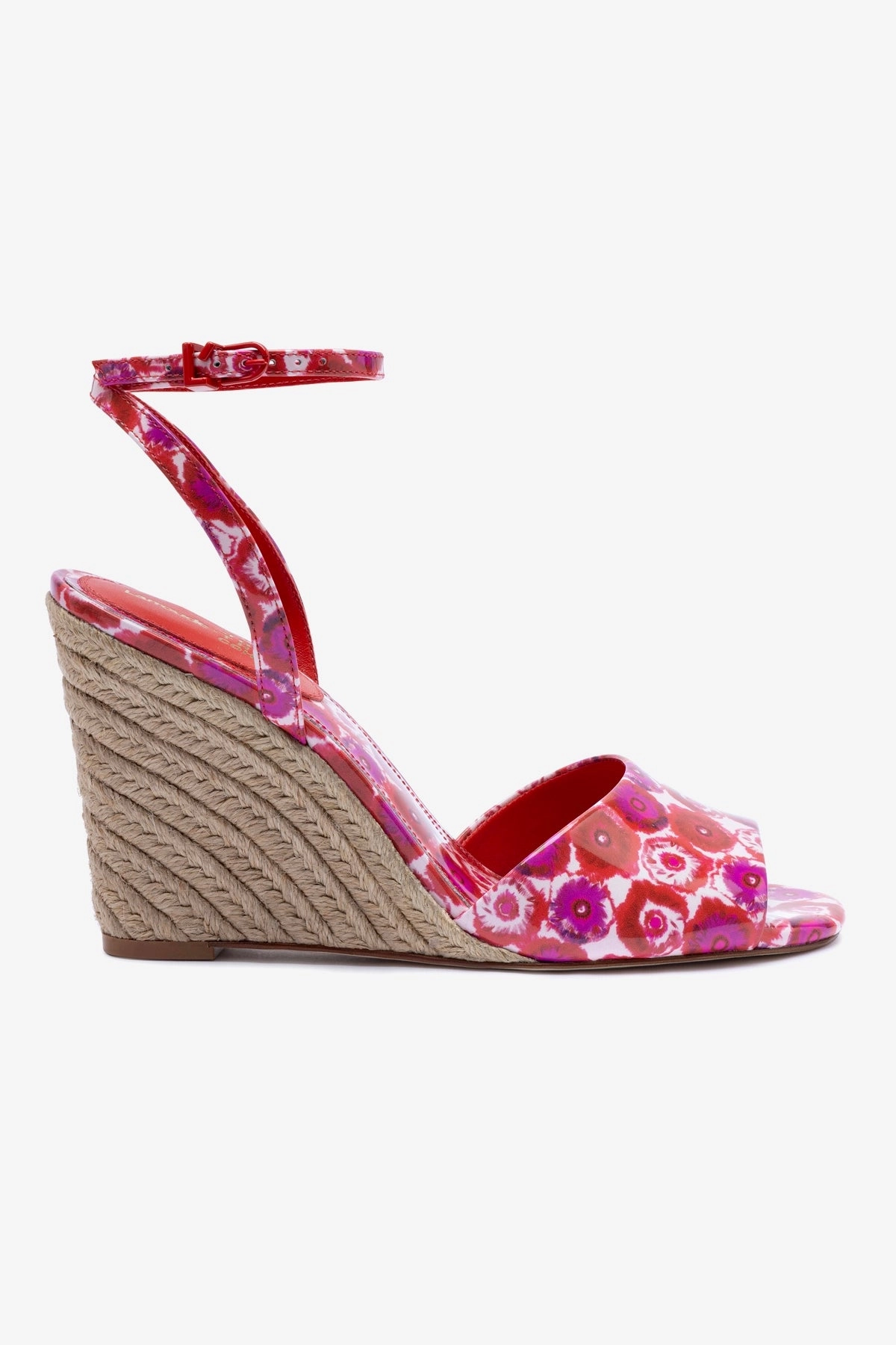 Larroud?? x Jonathan Cohen Yves Wedge In Red Abstract Printed Patent Leather Eco Friendly Material Effortless Walking