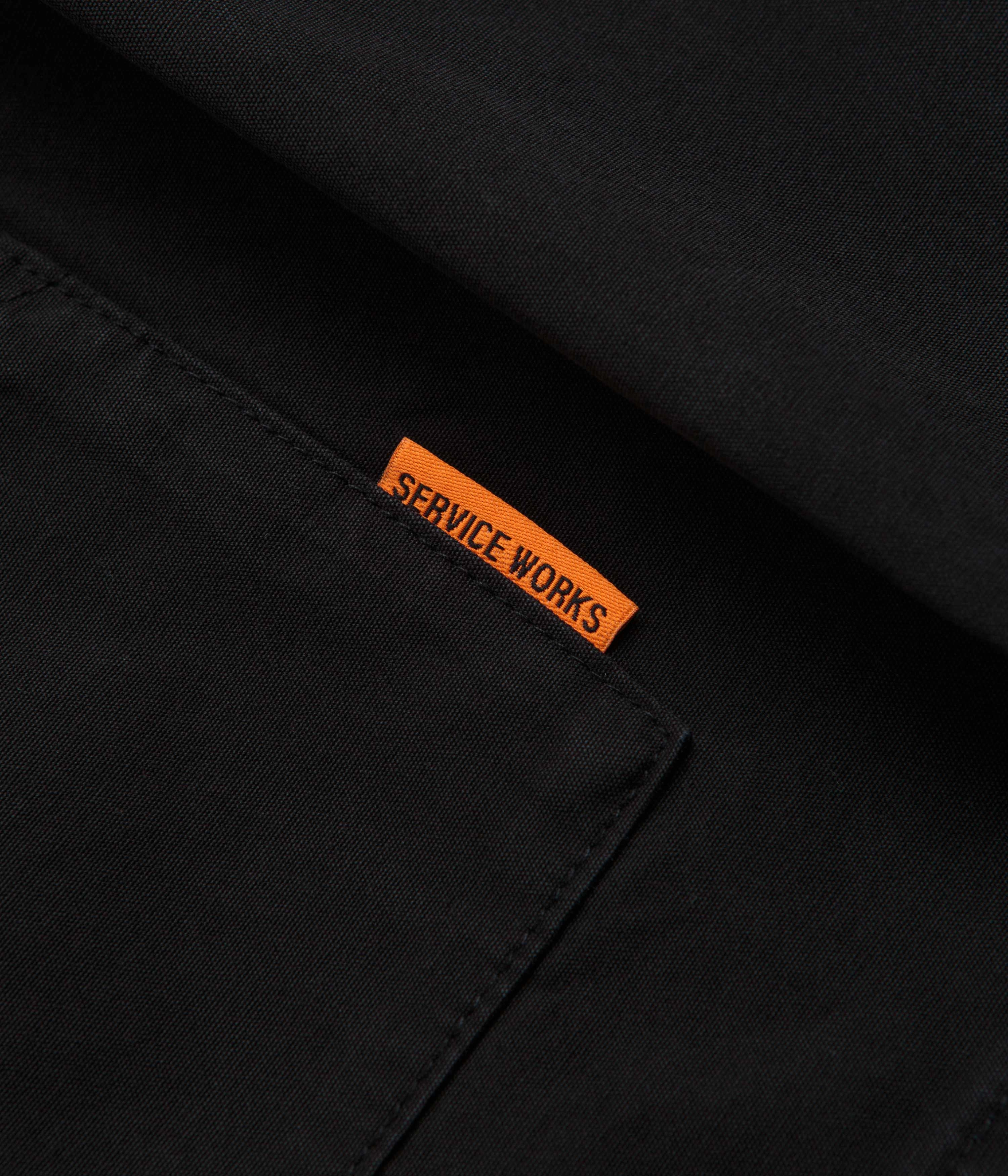 Service Works Fine Twill Waiters Jacket - Black Abrasion Resistant Trim Magnetic Closure System