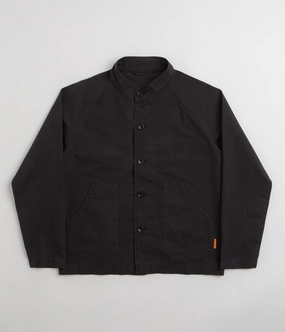 Service Works Fine Twill Waiters Jacket - Black High Collar Style Heat Tech Fabric