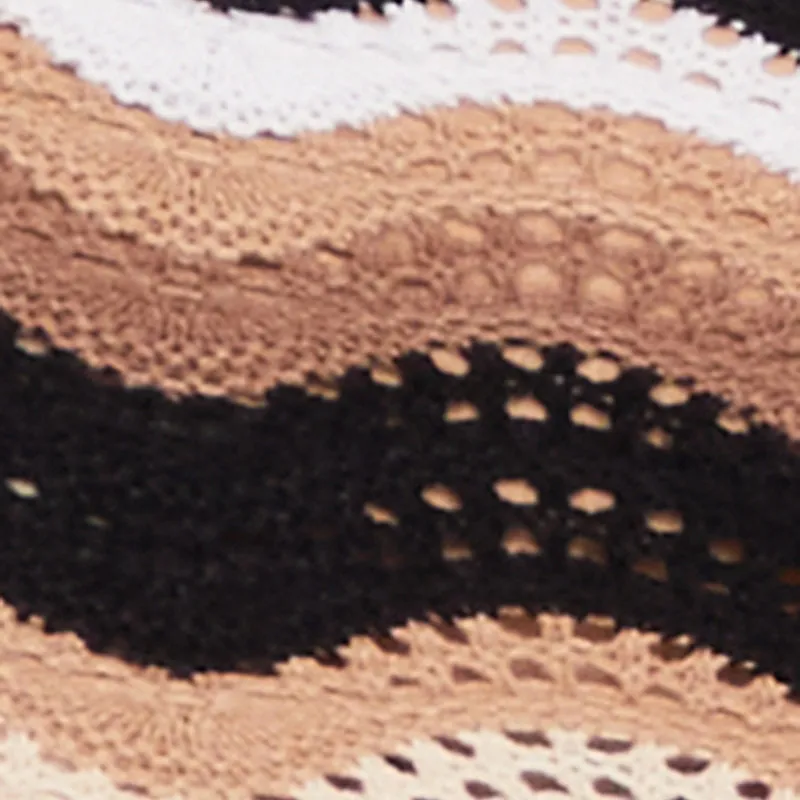 Wavy Stripe Crochet Halter Dress Feminine Mood