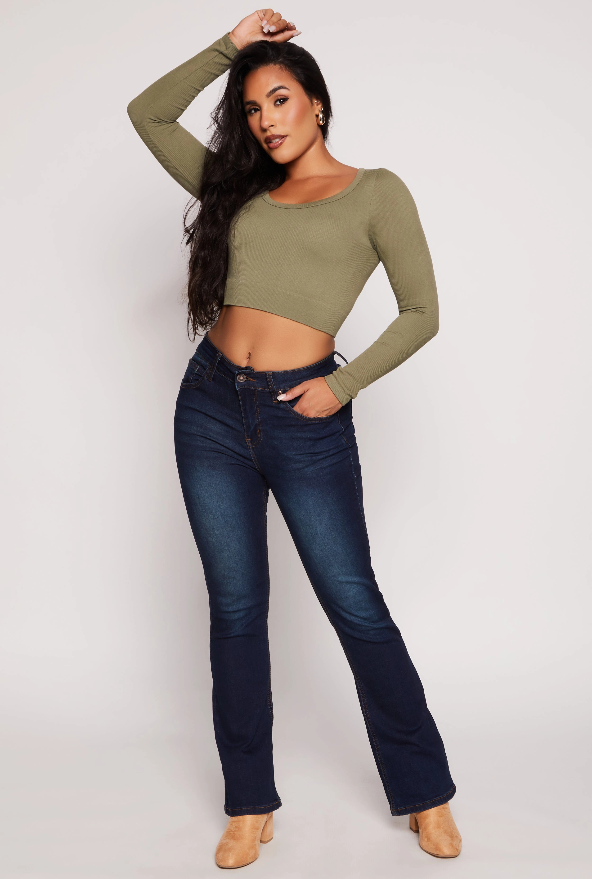 WAX Acid Wash High Waisted Boot Cut Jeans No Hassle Fit Home Comfort Autumn Days Elegant
