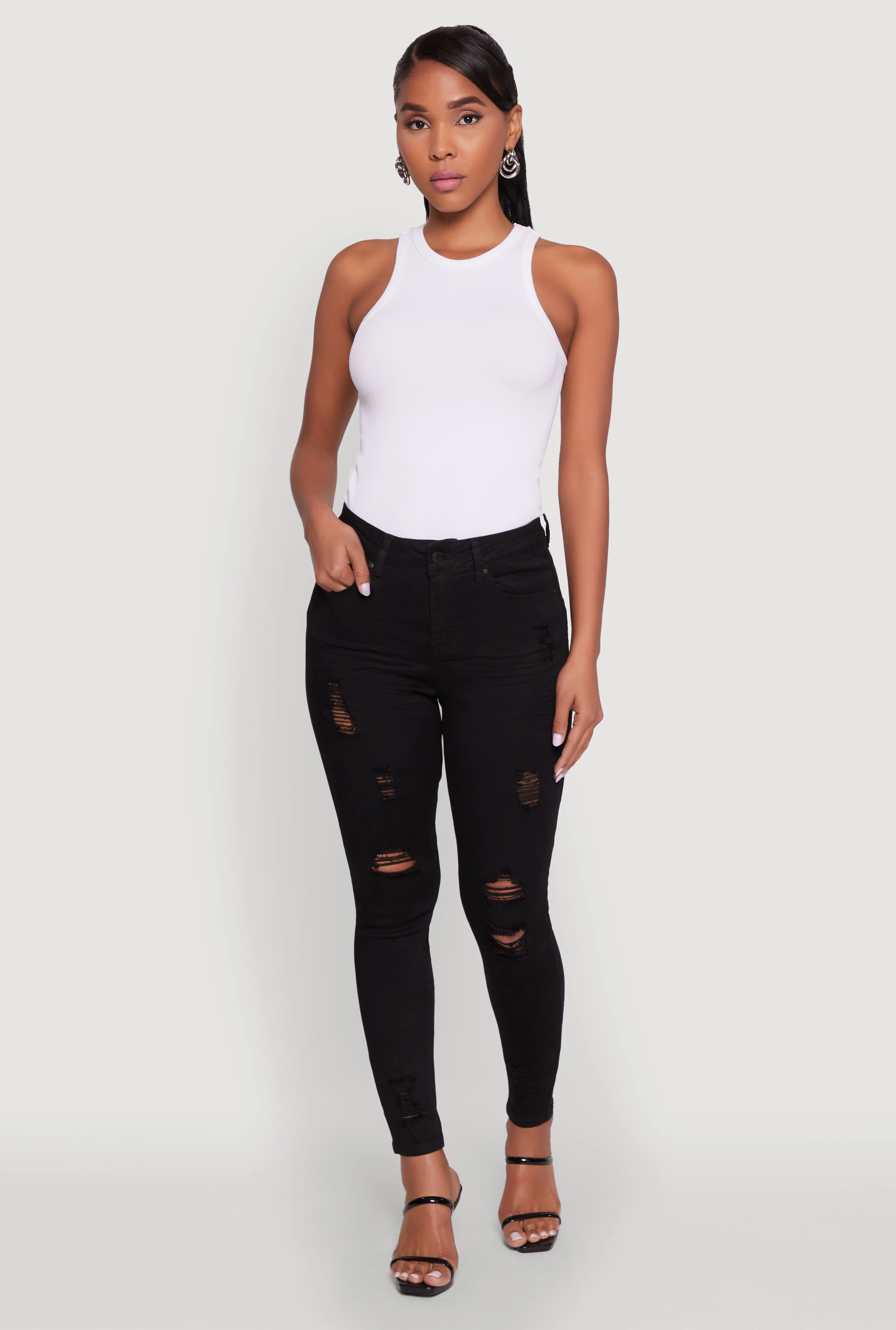 WAX Distressed Frayed Skinny Jeans Fit For Life