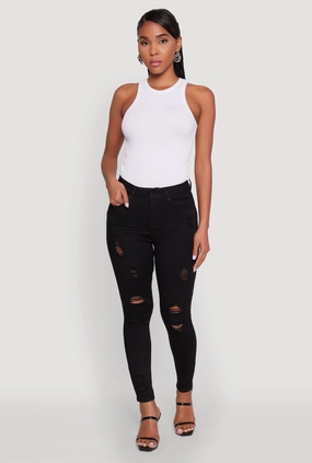 WAX Distressed Frayed Skinny Jeans Fit For Life