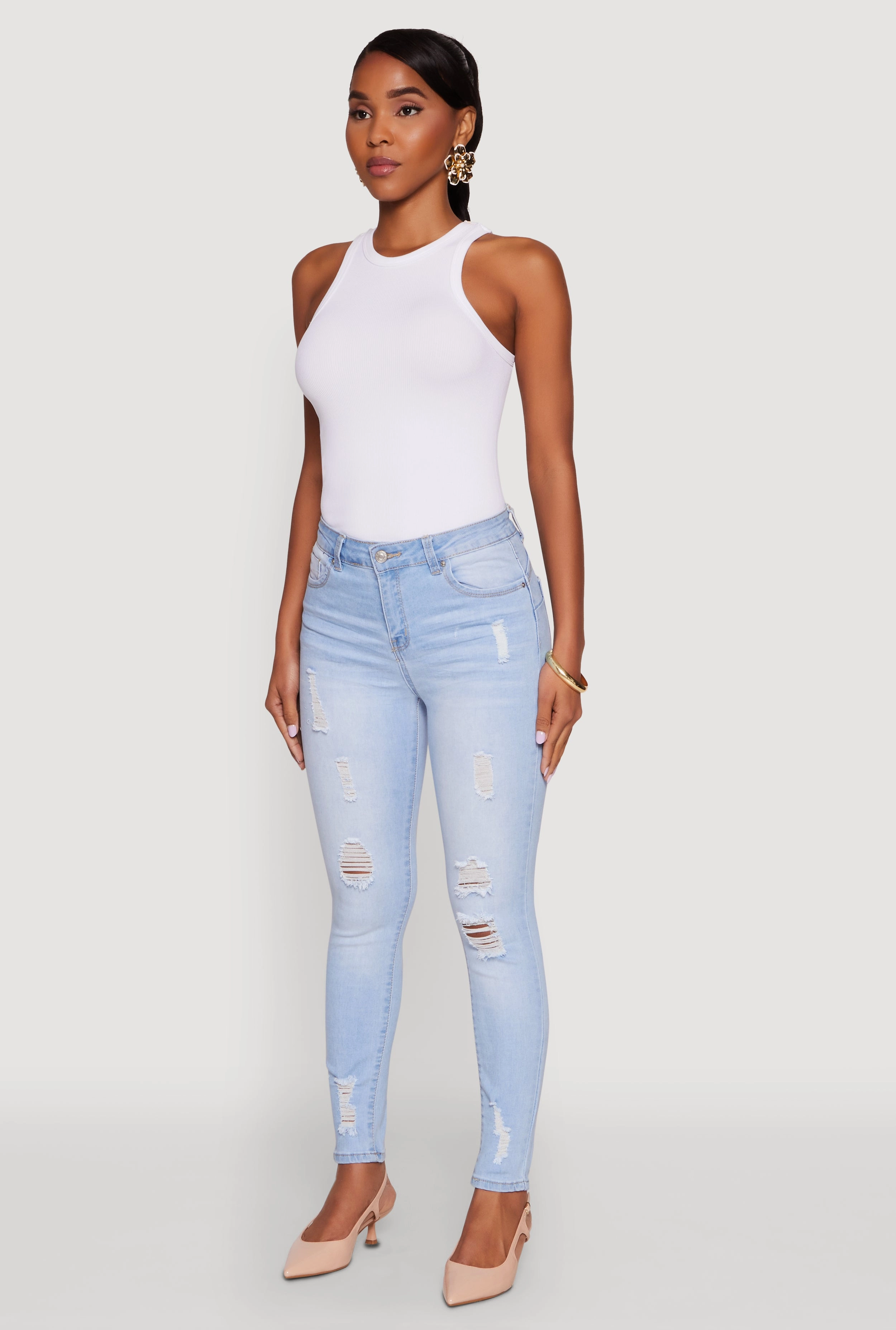WAX Distressed Frayed Skinny Jeans Street Fashion Affordable Smart Casual Modern Rainy Day