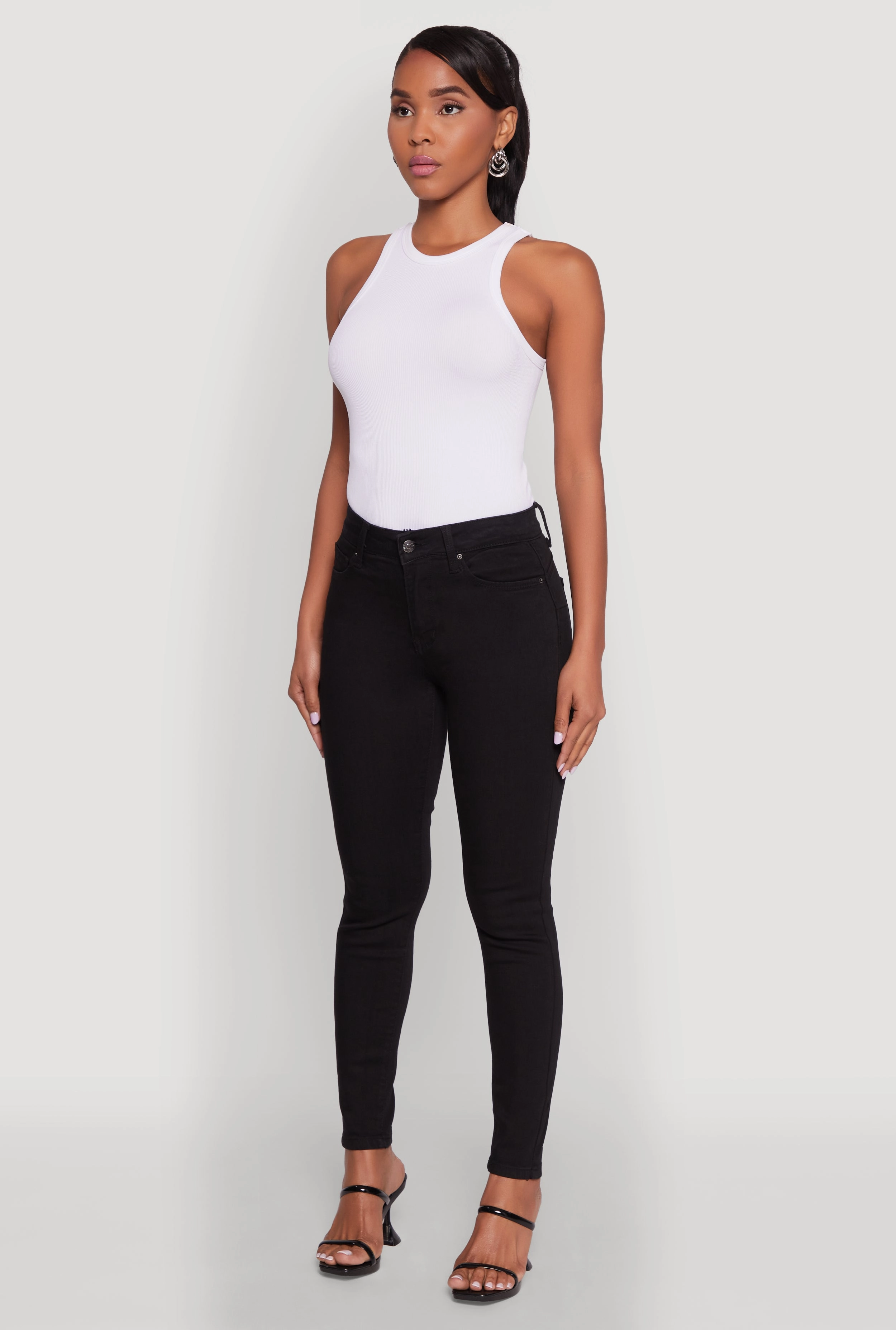 WAX Five Pocket Solid Skinny Jeans Universal Fit Sizing