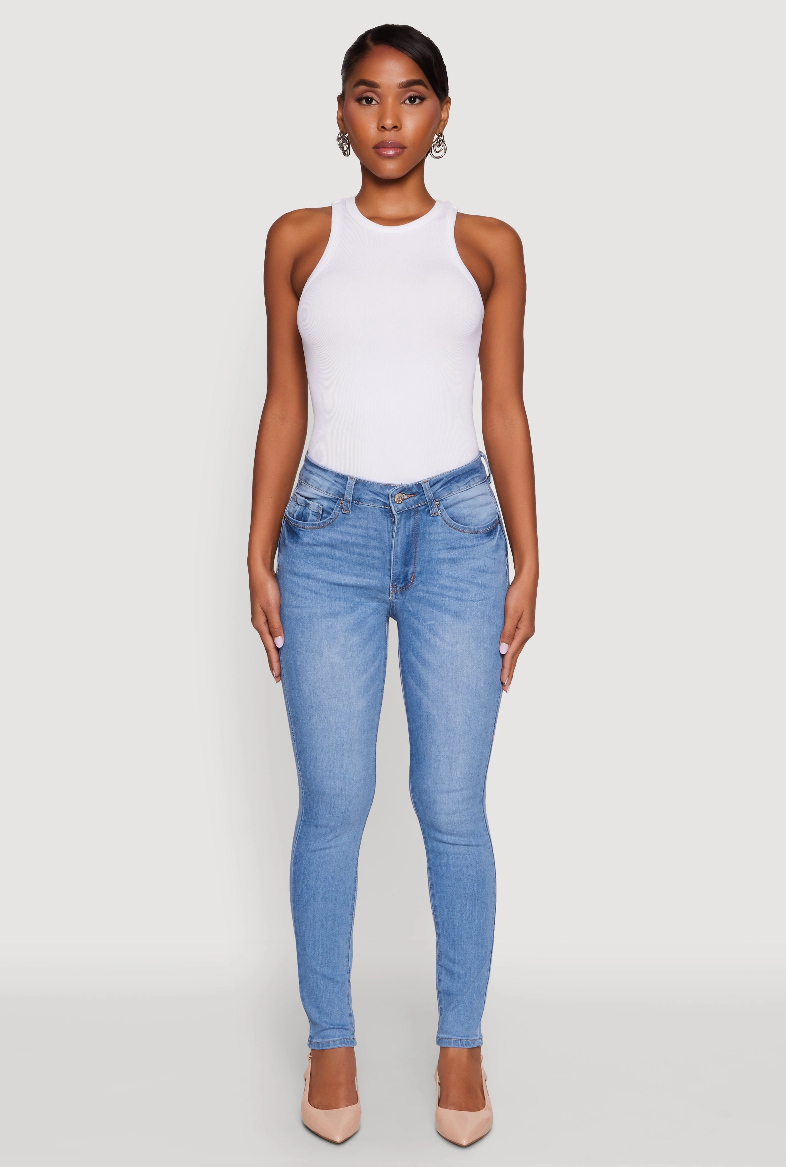 Cool Essential WAX Five Pocket Solid Skinny Jeans