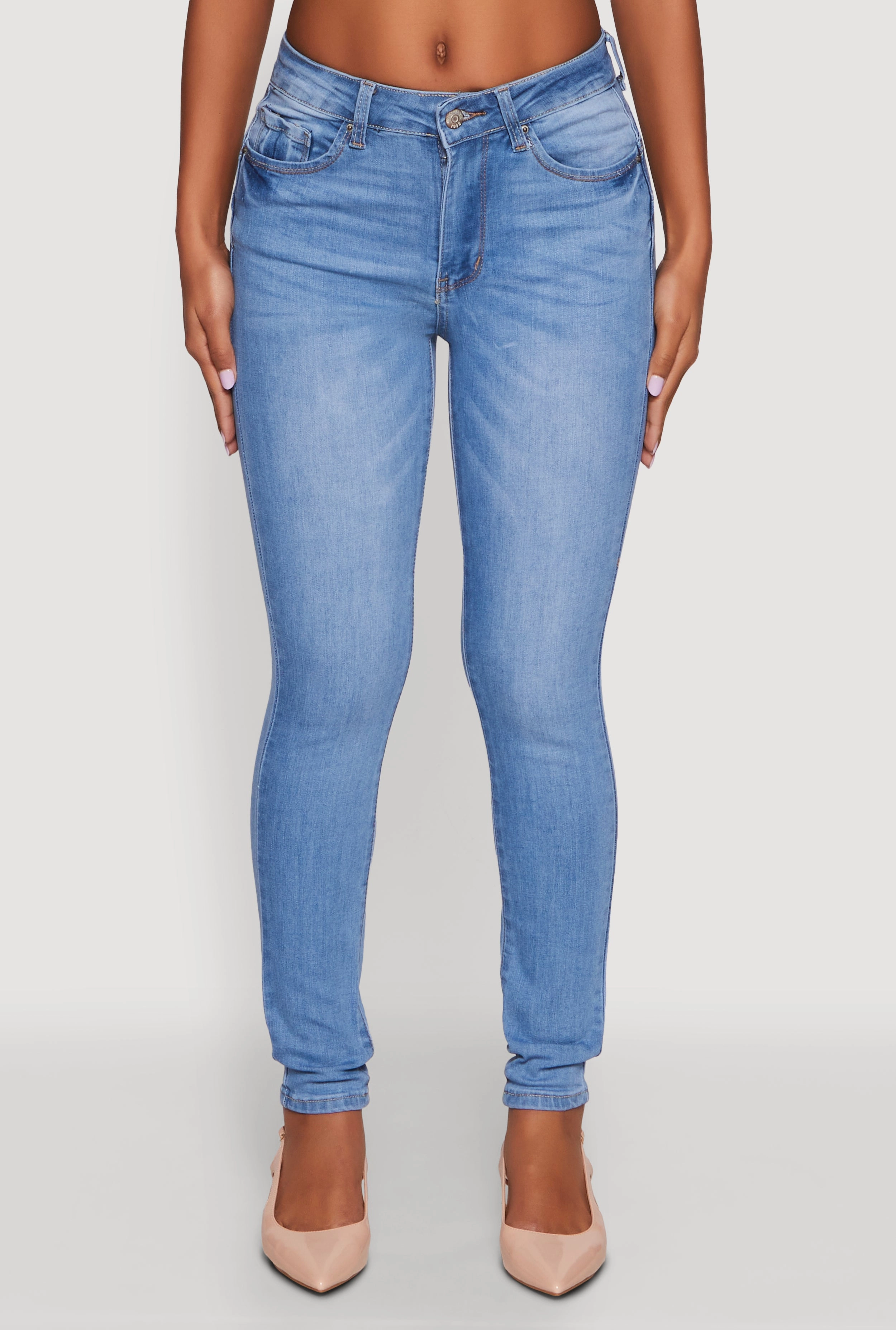 WAX Five Pocket Solid Skinny Jeans Neutral Loose