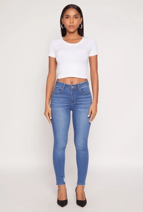 WAX Frayed Detail Skinny Jeans Sleek Option Soft Wash Treatment