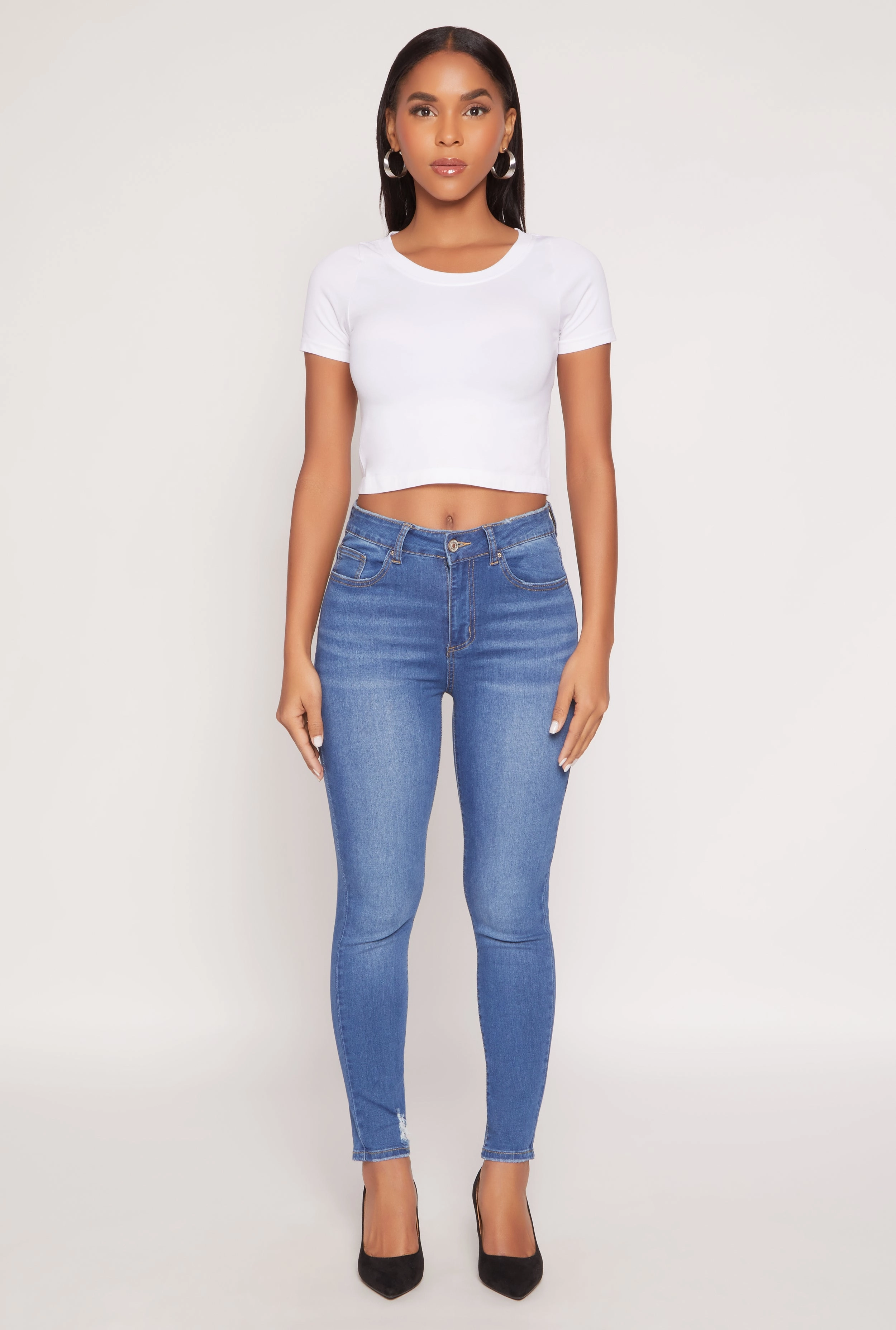 WAX Frayed Detail Skinny Jeans Sleek Option Soft Wash Treatment