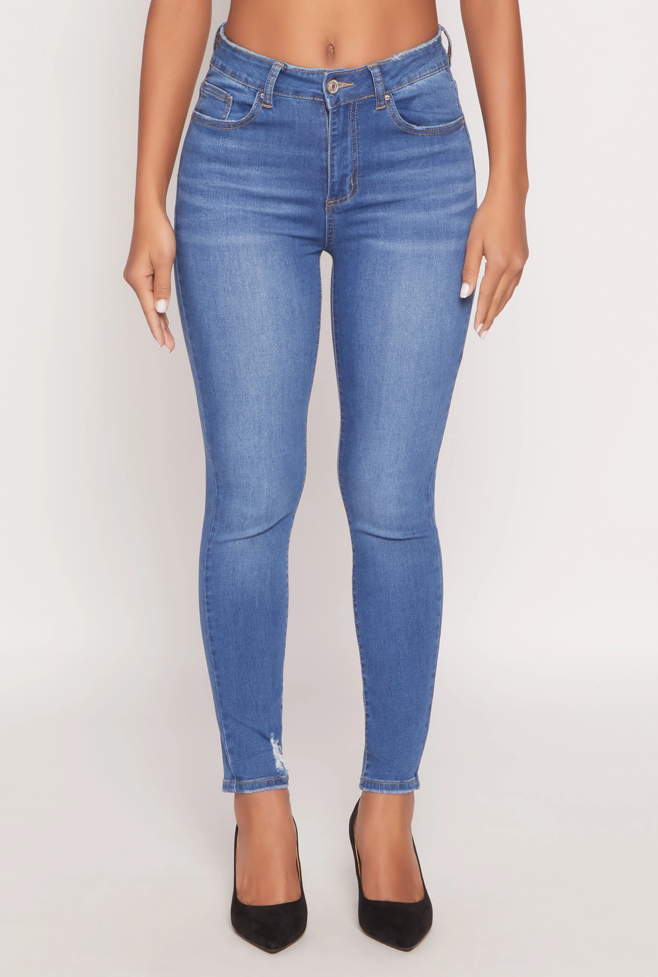 Everyday Party Look WAX Frayed Detail Skinny Jeans