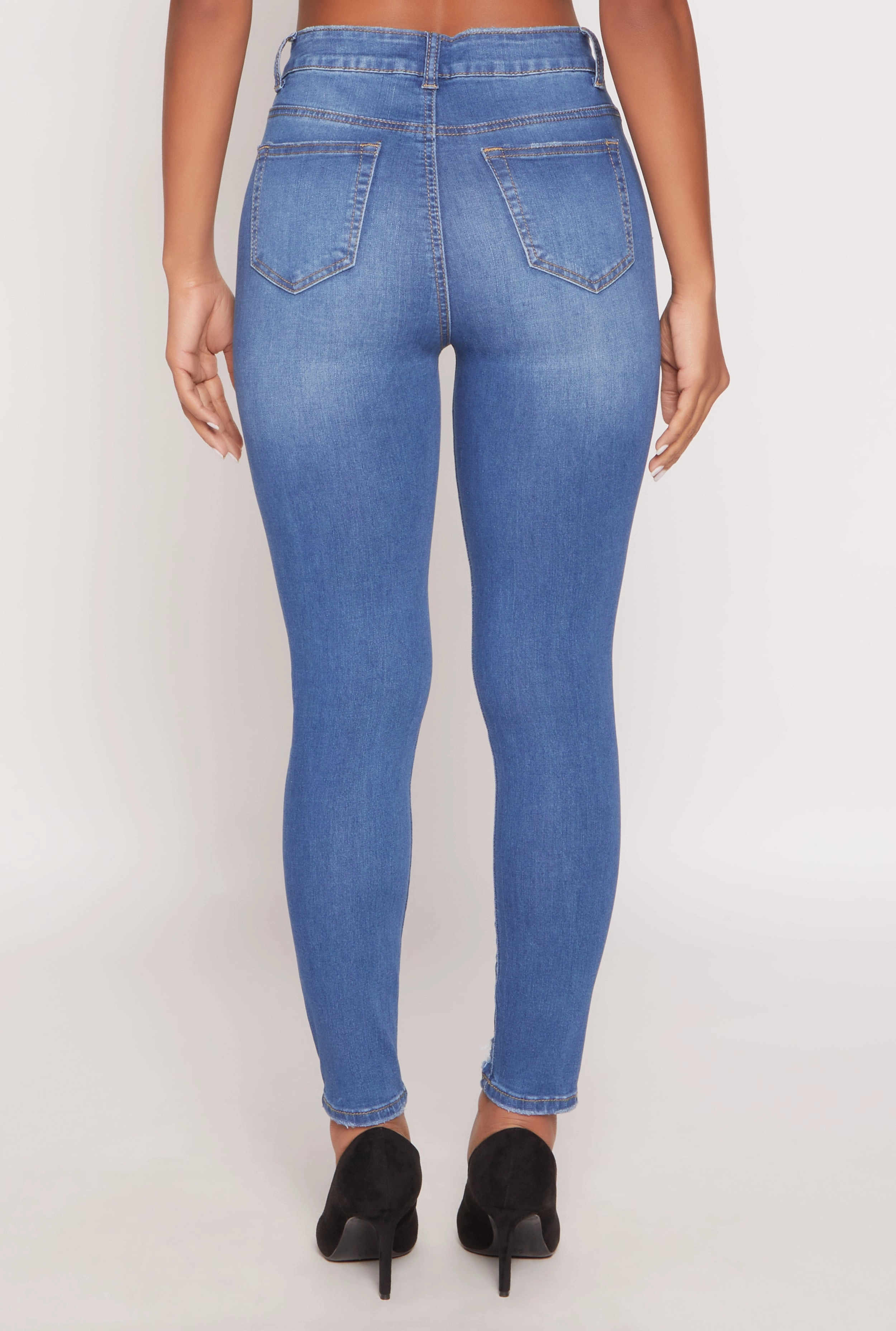 Everyday Party Look WAX Frayed Detail Skinny Jeans