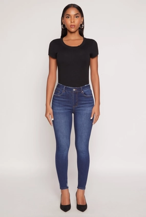 All Round Wear Smooth Style WAX Frayed Detail Skinny Jeans