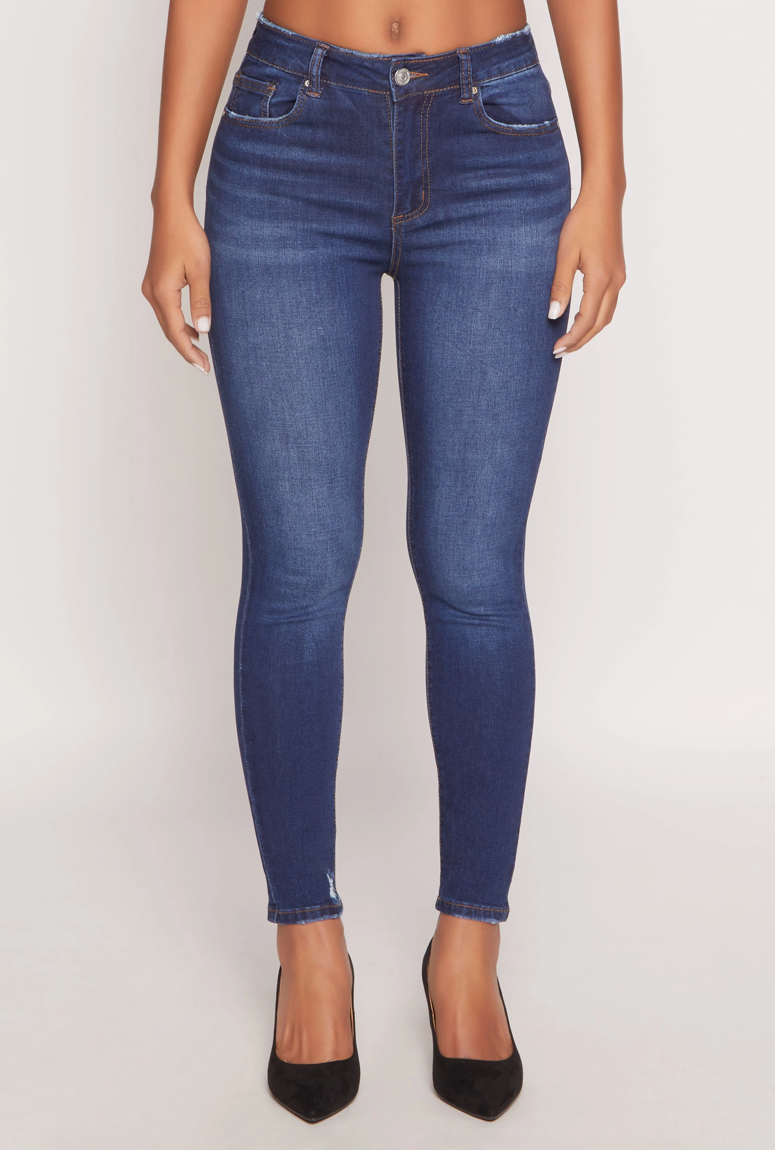 Shopping Day Adult Fashion Athlete Fit WAX Frayed Detail Skinny Jeans