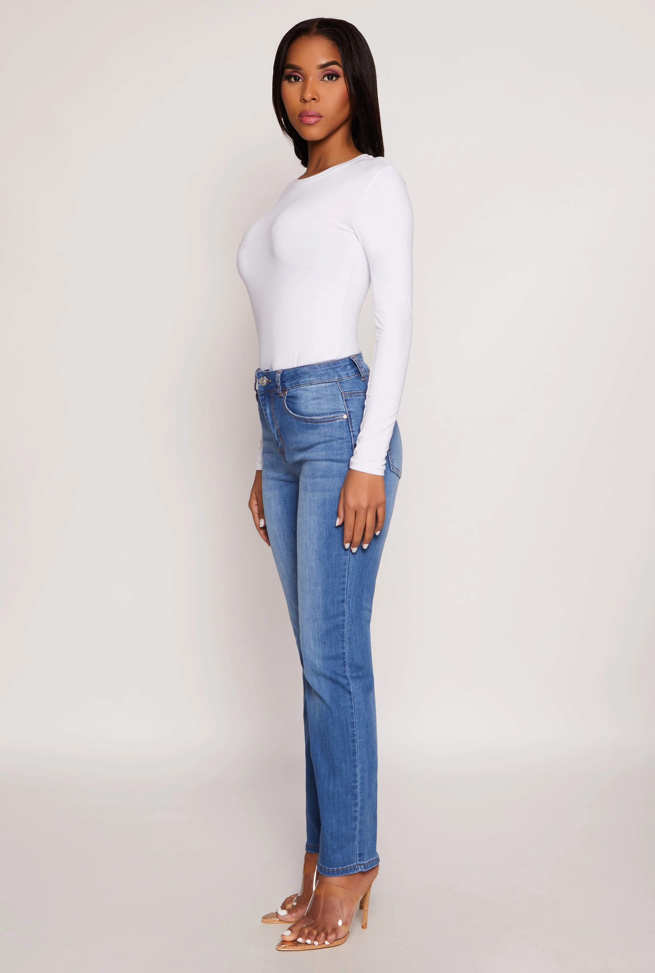 Urban Fit Routine Wear WAX Frayed Detail Straight Leg Jeans