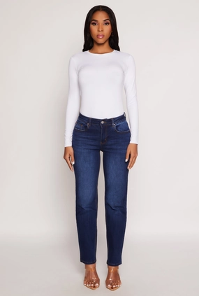 Chill Attire WAX Frayed Detail Straight Leg Jeans