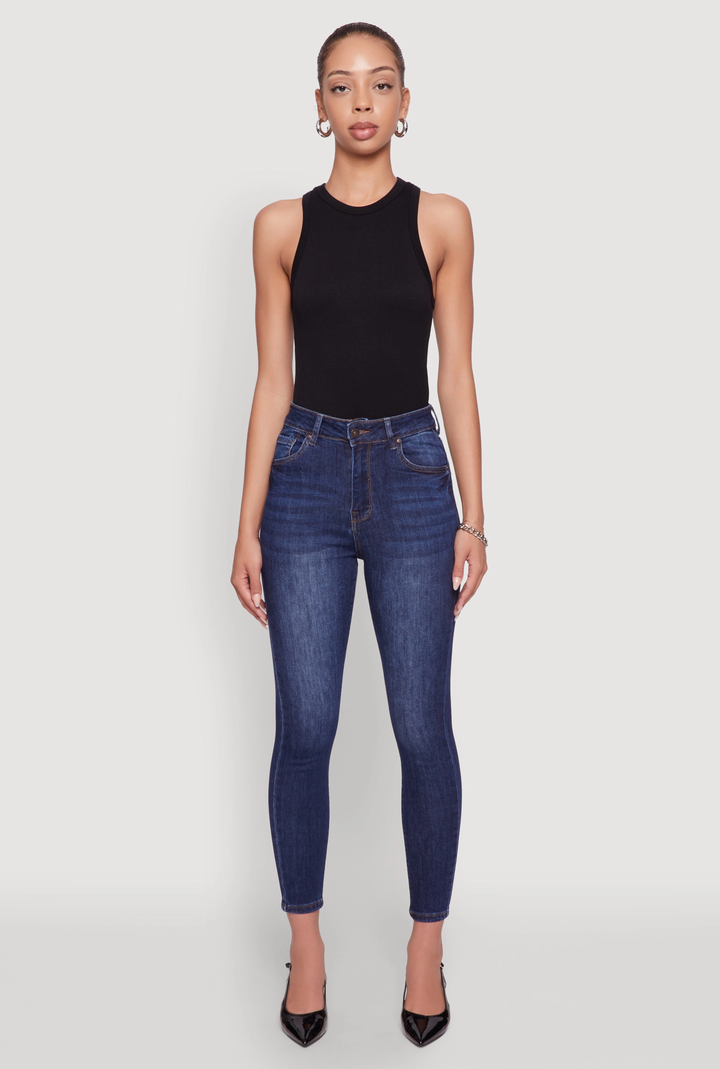WAX High Rise Solid Cropped Skinny Jeans Universal Favorite Neutral Fit Piece