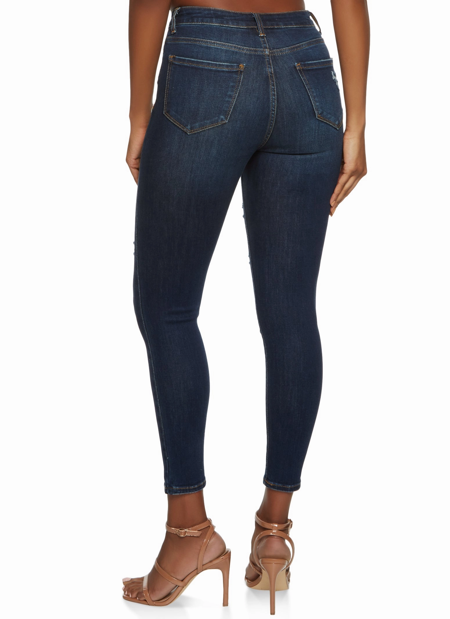 Stretch Minimalist Weather Friendly WAX High Waisted Distressed Skinny Jeans