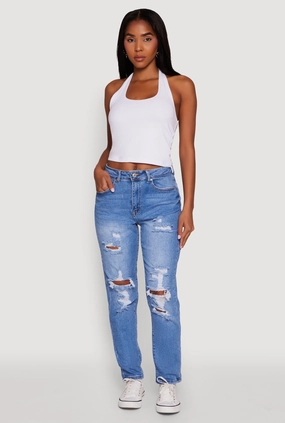 Affordable Outdoor Adventure Artist Vibe WAX Mid Rise Boyfriend Cut Distressed Jeans